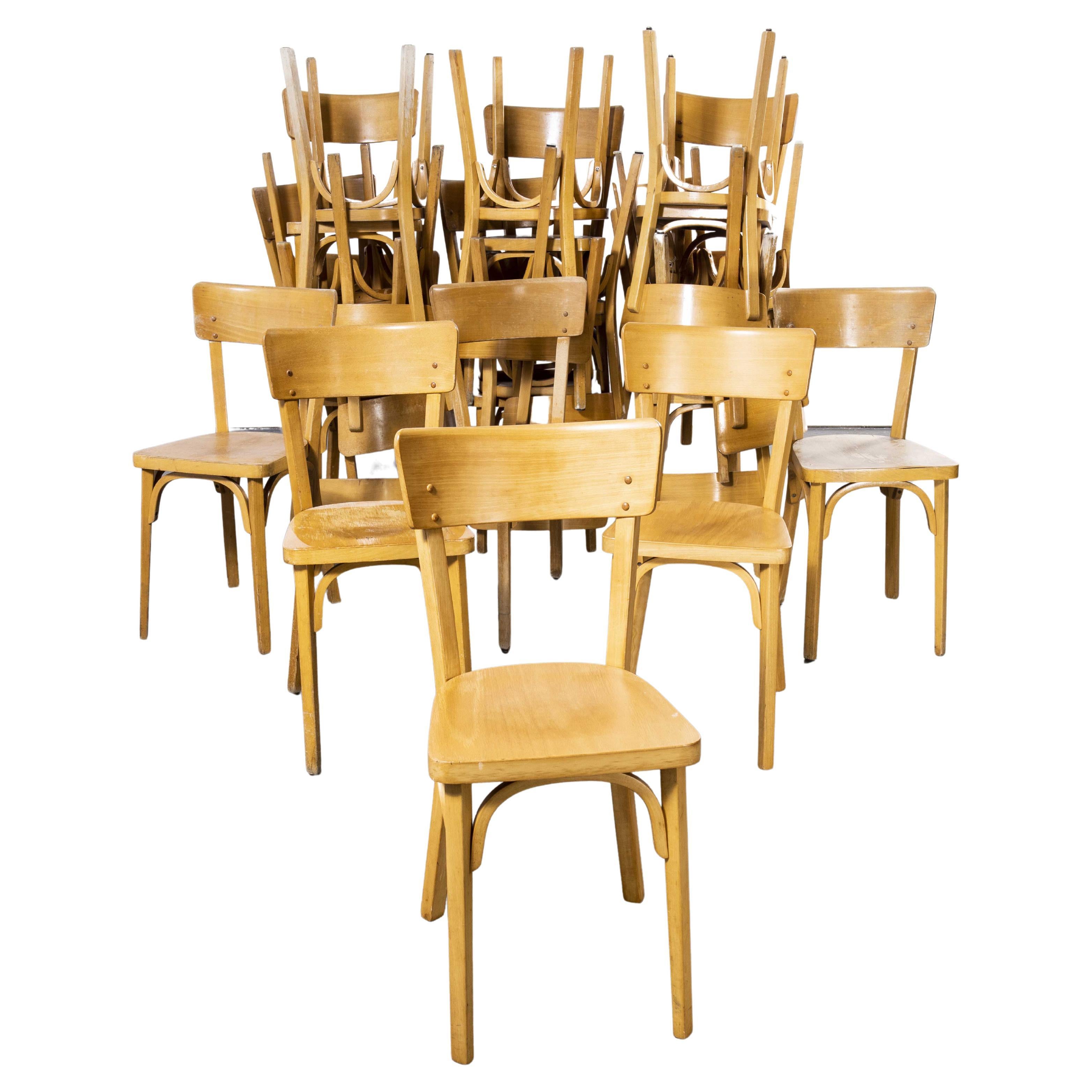 1950's French Baumann Blonde Beech Bentwood Dining Chairs, Various Qyt For Sale