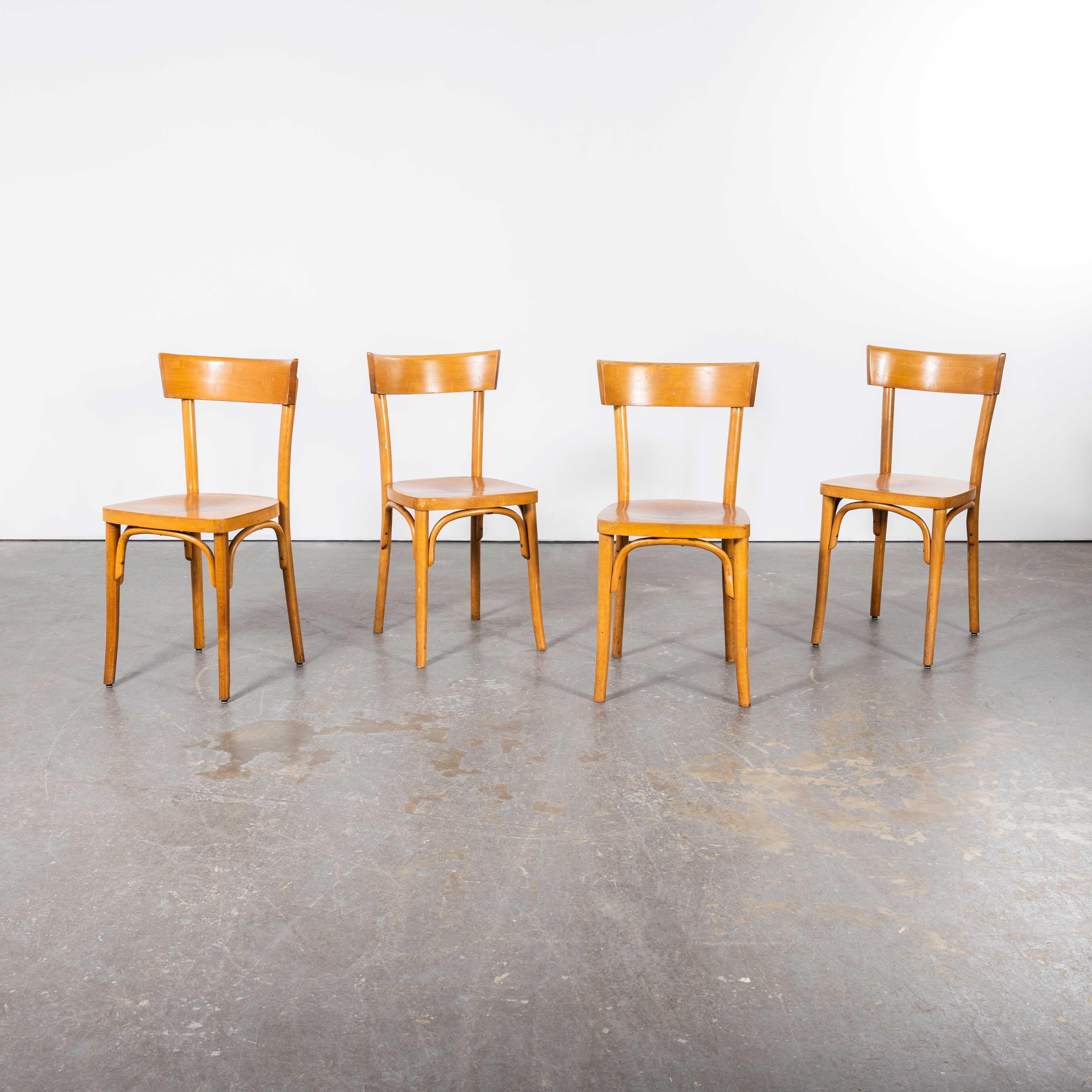 Mid-20th Century 1950's French Baumann Blonde Edge Back Bentwood Chairs - Set Of Twenty Two For Sale