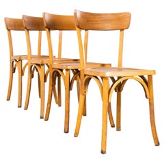 Retro 1950's French Baumann Blonde Kick Leg Bentwood Dining Chairs, Set of Four