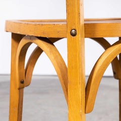 1950's French Baumann Blonde Kick Leg Bentwood Dining Chairs, Set of Six