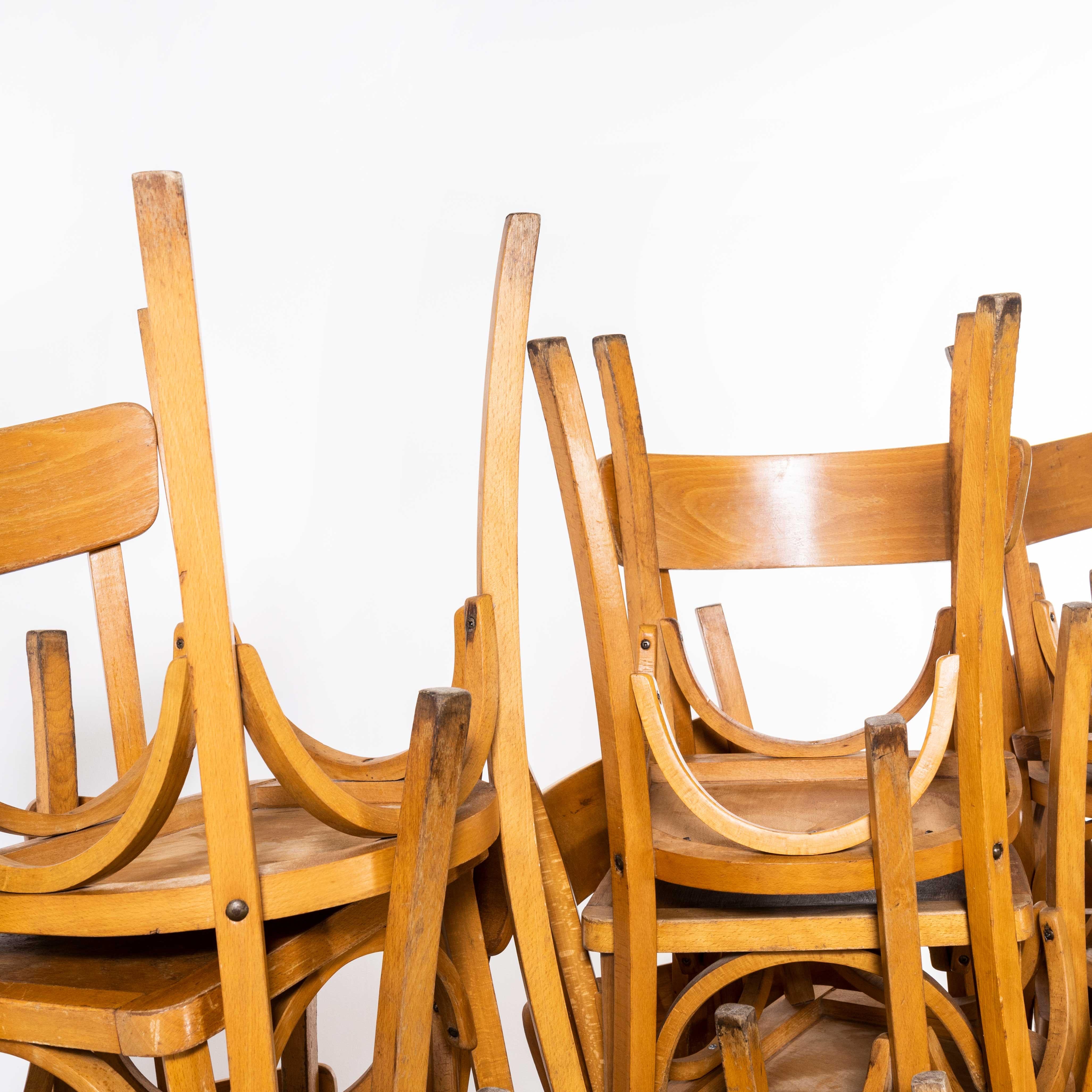 1950's French Baumann Blonde Kick Leg Bentwood Dining Chairs, Various Quantitie For Sale 5