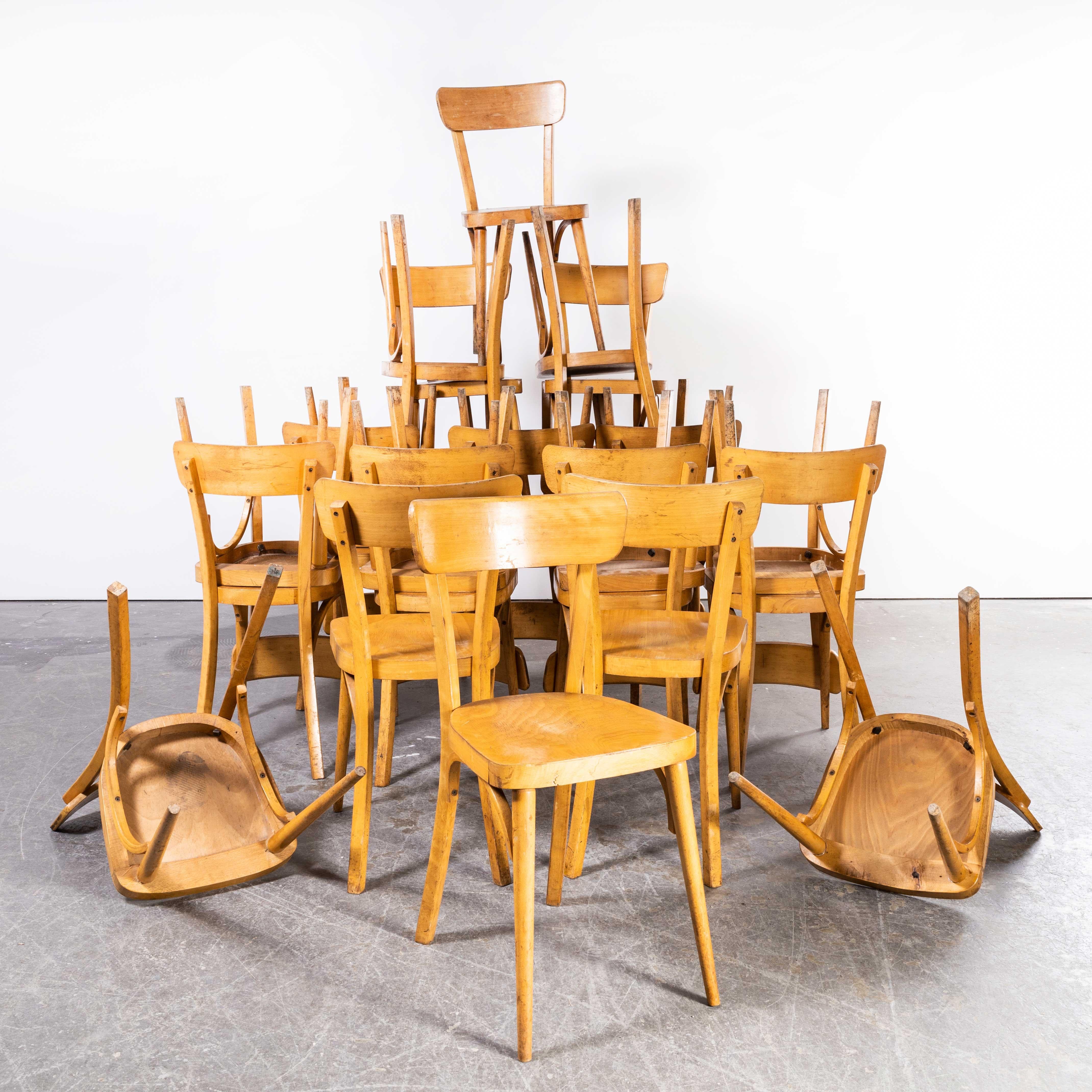 1950's French Baumann Blonde Round Leg Bentwood Dining Chairs, Various Qty For Sale 3