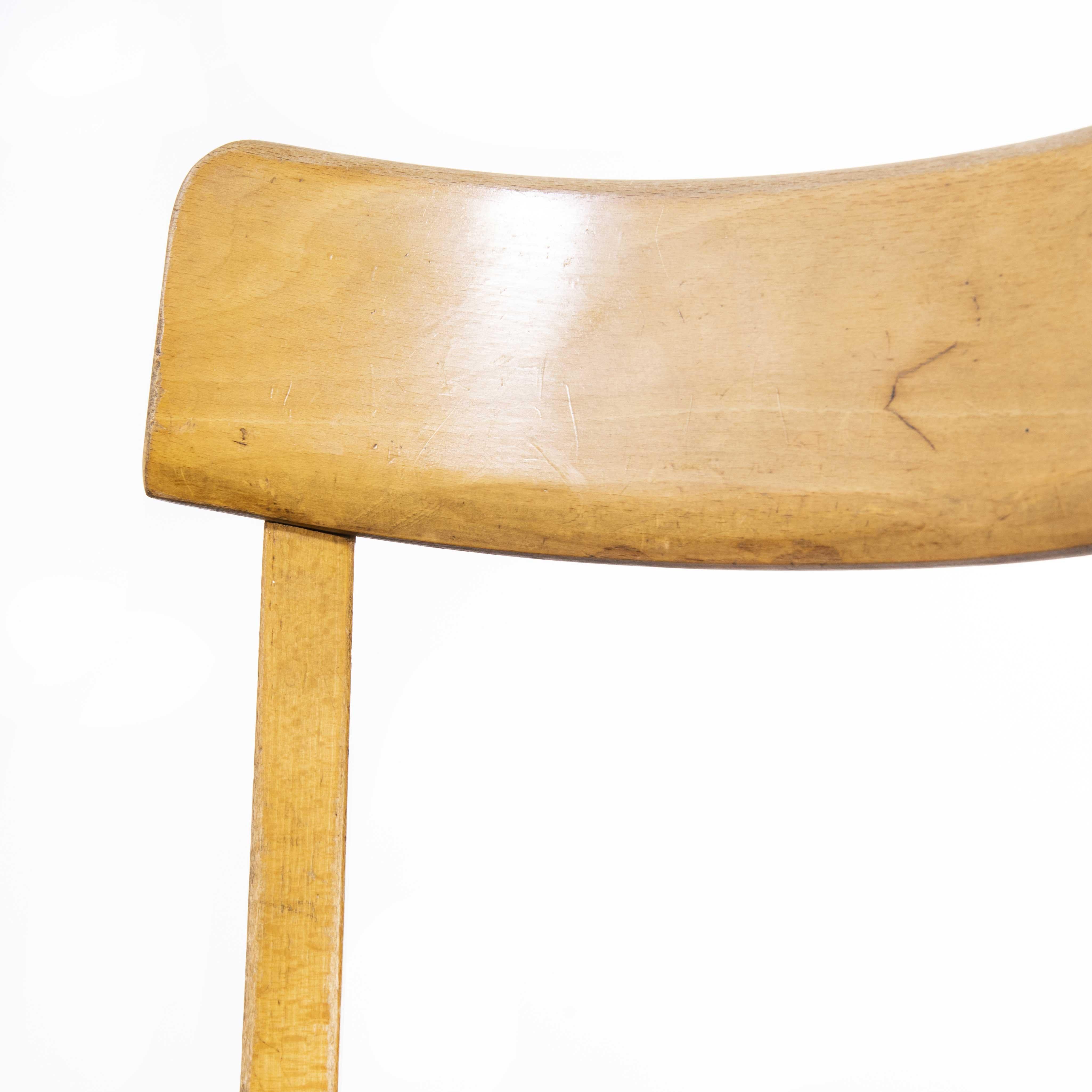 1950's French Baumann Blonde Slim Back Bentwood Chairs, Harlequin Set of Nine For Sale 1