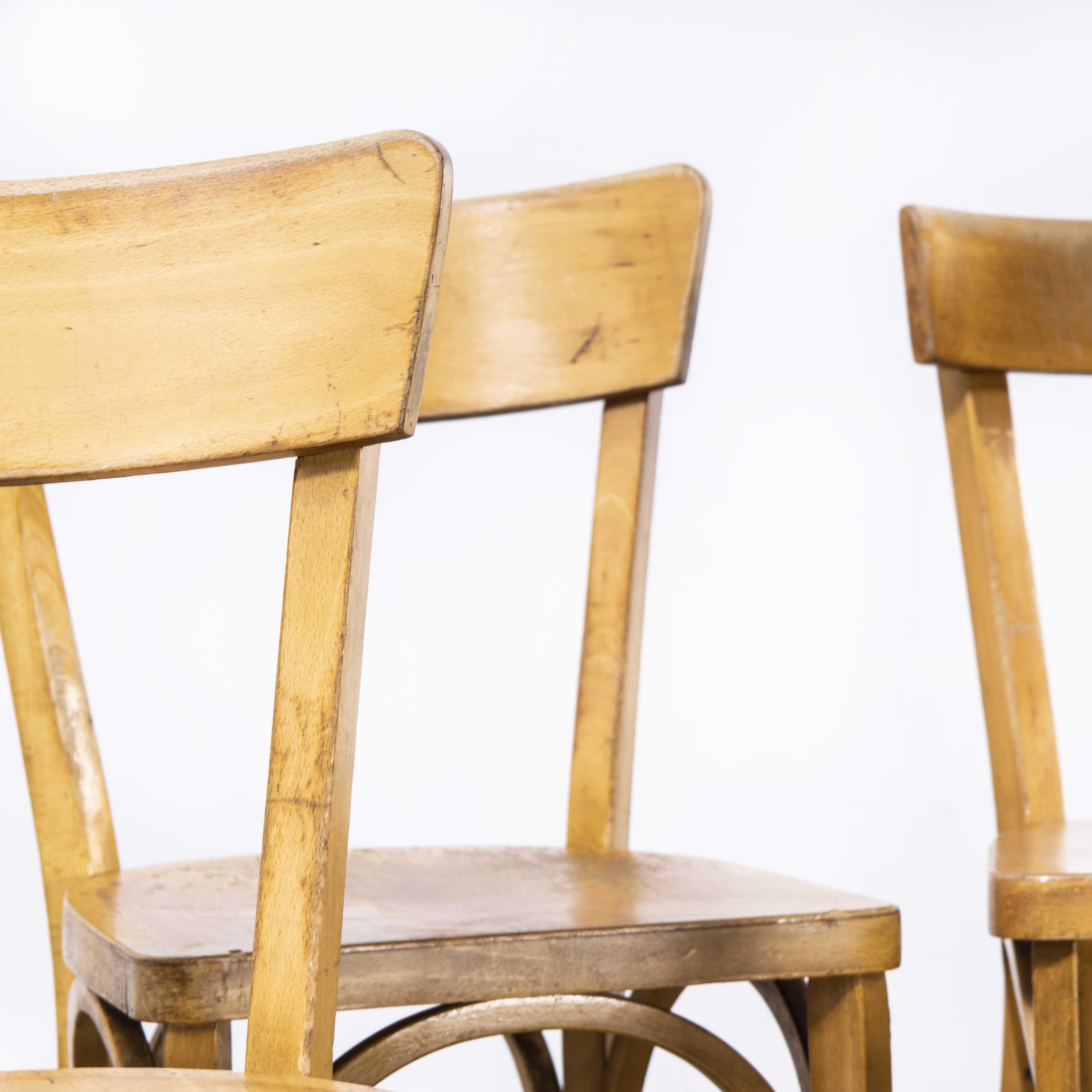 1950's French Baumann Blonde Slim Back Bentwood Chairs, Harlequin Set of Six For Sale 3