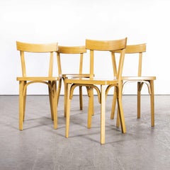 1950's French Baumann Blonde Slim Back Bentwood Dining Chairs, Set of Four