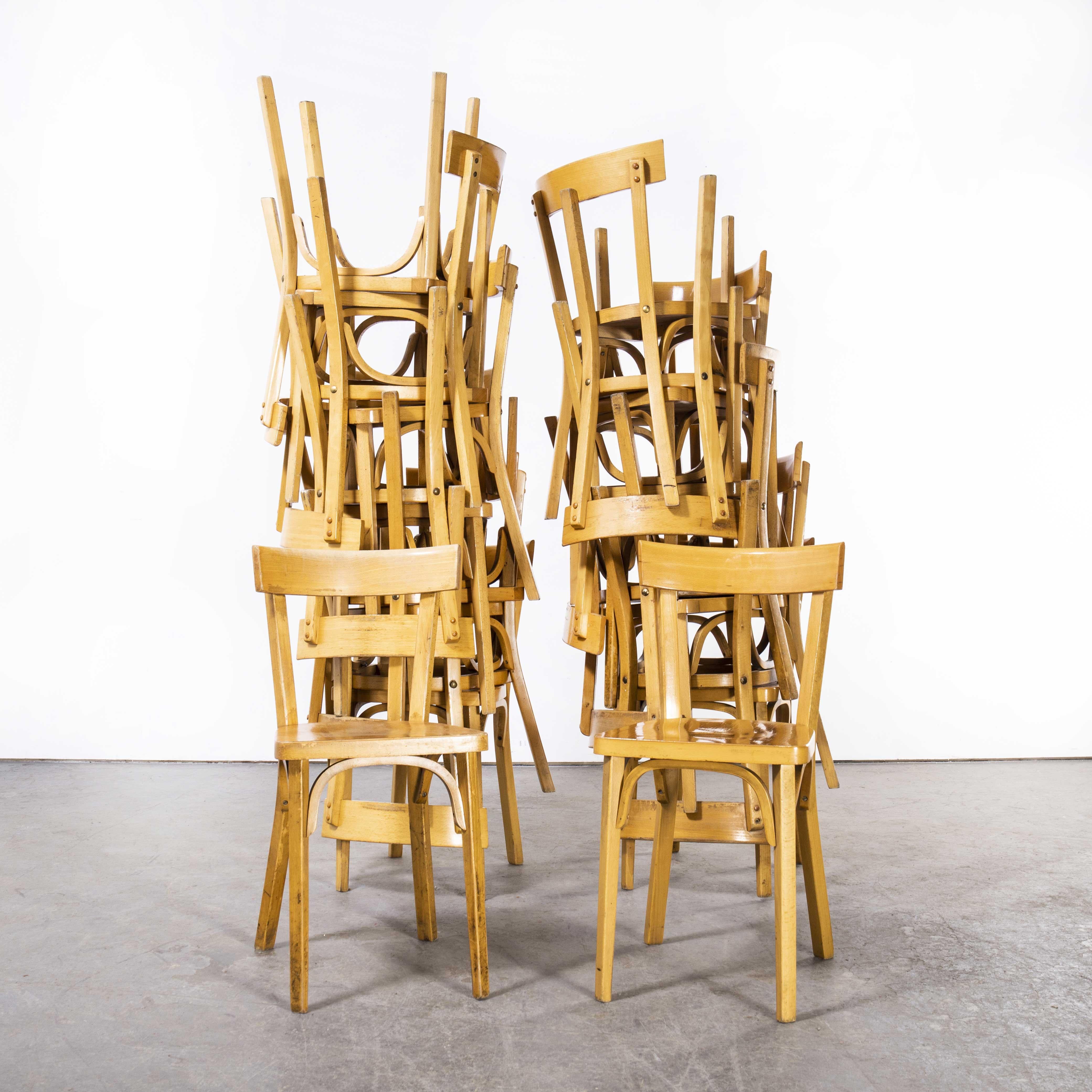 1950’s French Baumann Blonde Slim Back Bentwood Dining Chairs, Set of Six For Sale 3