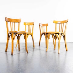 1950's French Baumann Blonde Tri Back Bentwood Dining Chairs - Set Of Four