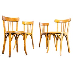 1950's French Baumann Blonde Tri Back Bentwood Dining Chairs - Set Of Four