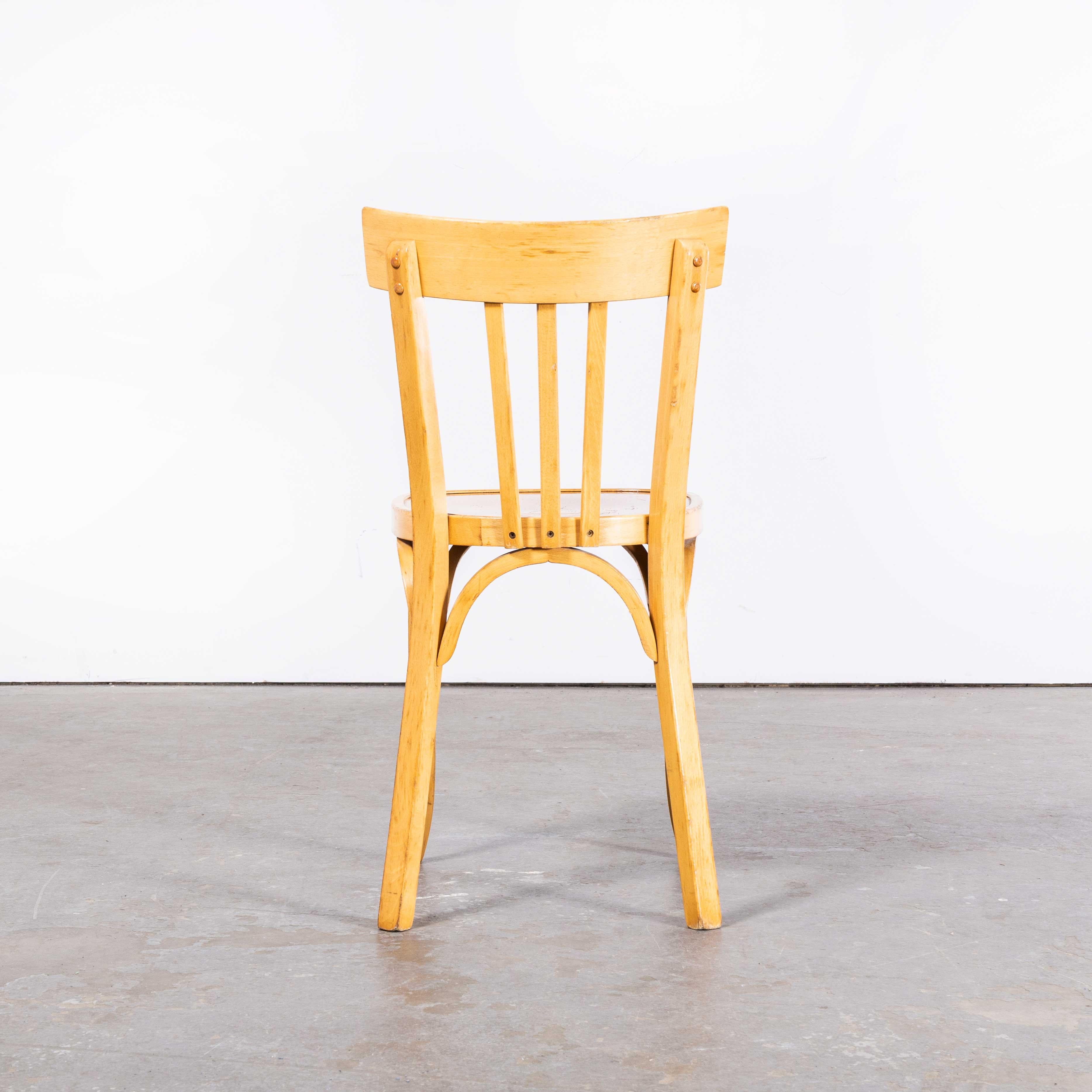 1950s French Baumann Blonde Tri Back Bentwood Dining Chairs, Set of Six For Sale 2