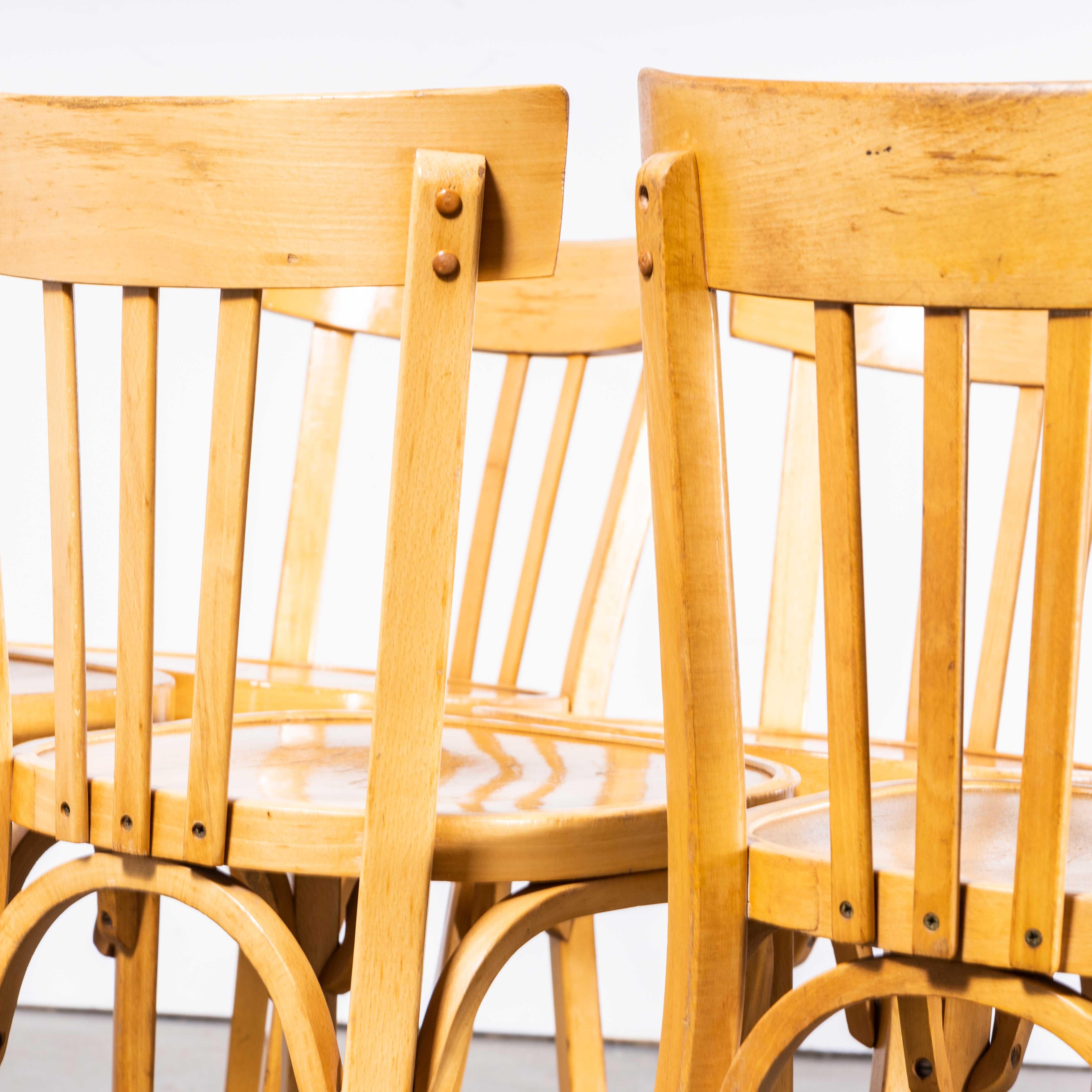 1950s French Baumann Blonde Tri Back Bentwood Dining Chairs, Set of Six For Sale 4