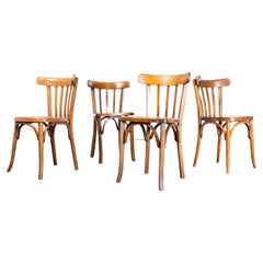 Miel foncé Baumann français des années 1950  Chaise de salle à manger Bistro - Ensemble de quatre