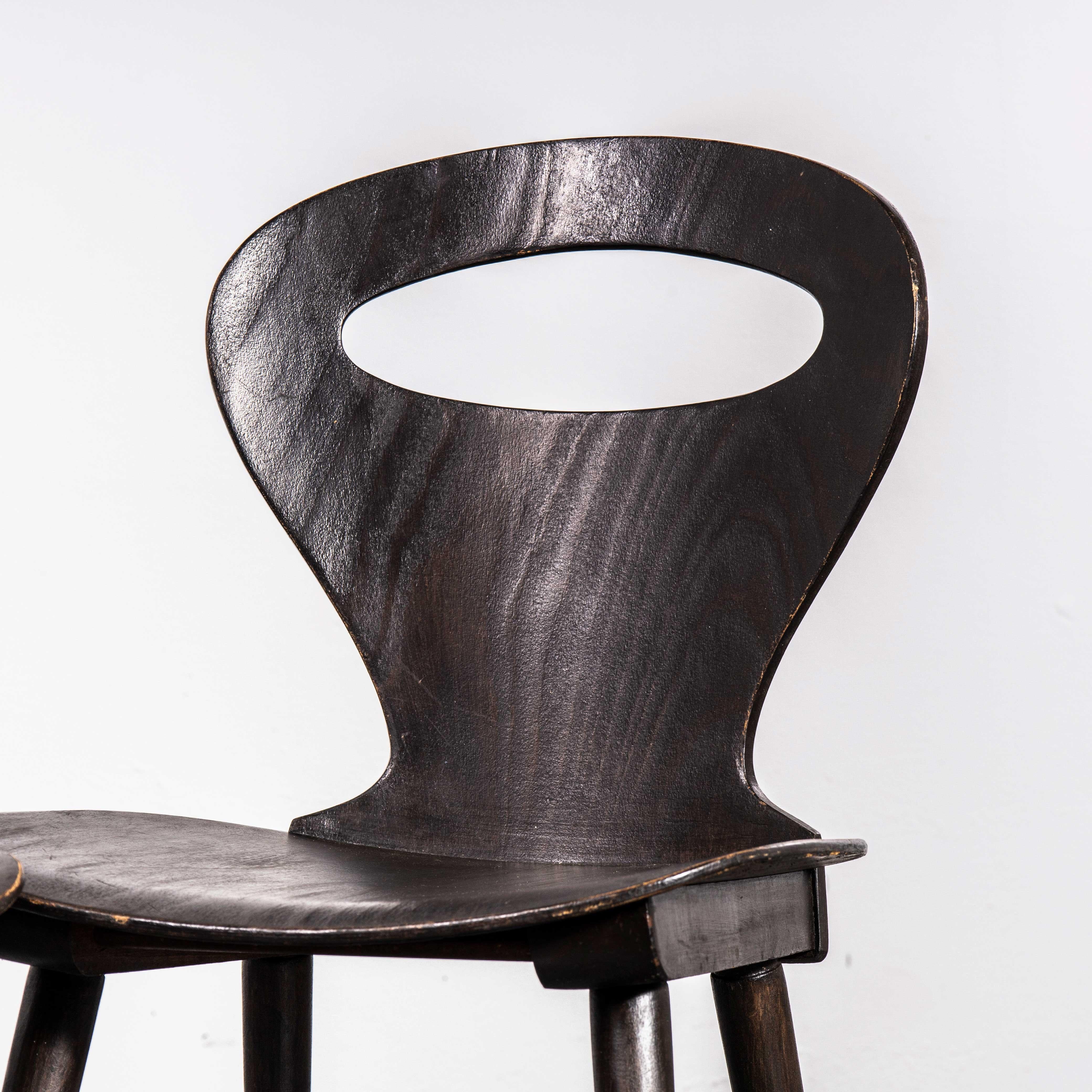 1950's French Baumann Dark Walnut Fourmi Dining Chair - Pair In Good Condition In Hook, Hampshire