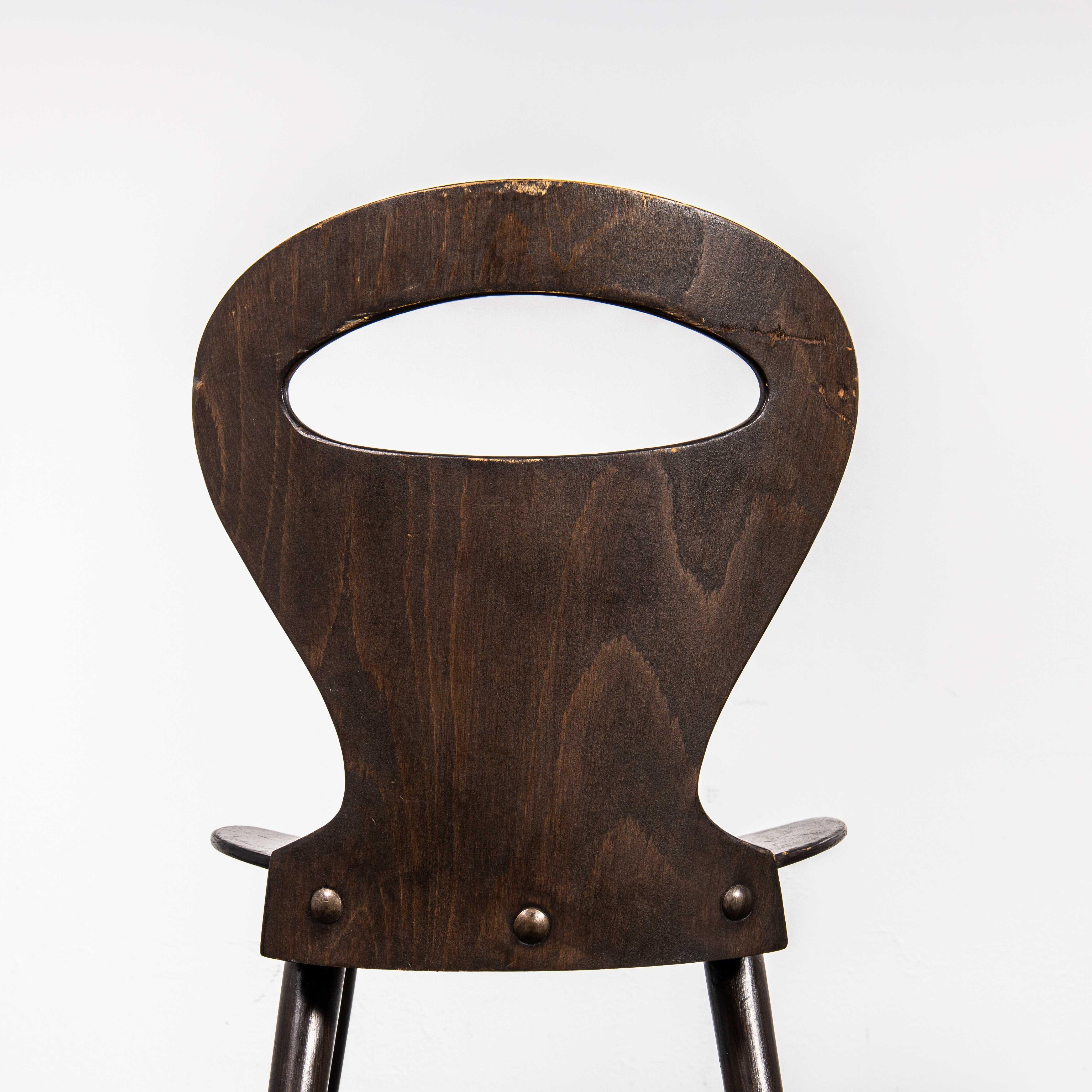 Mid-20th Century 1950's French Baumann Dark Walnut Fourmi Dining Chair - Pair