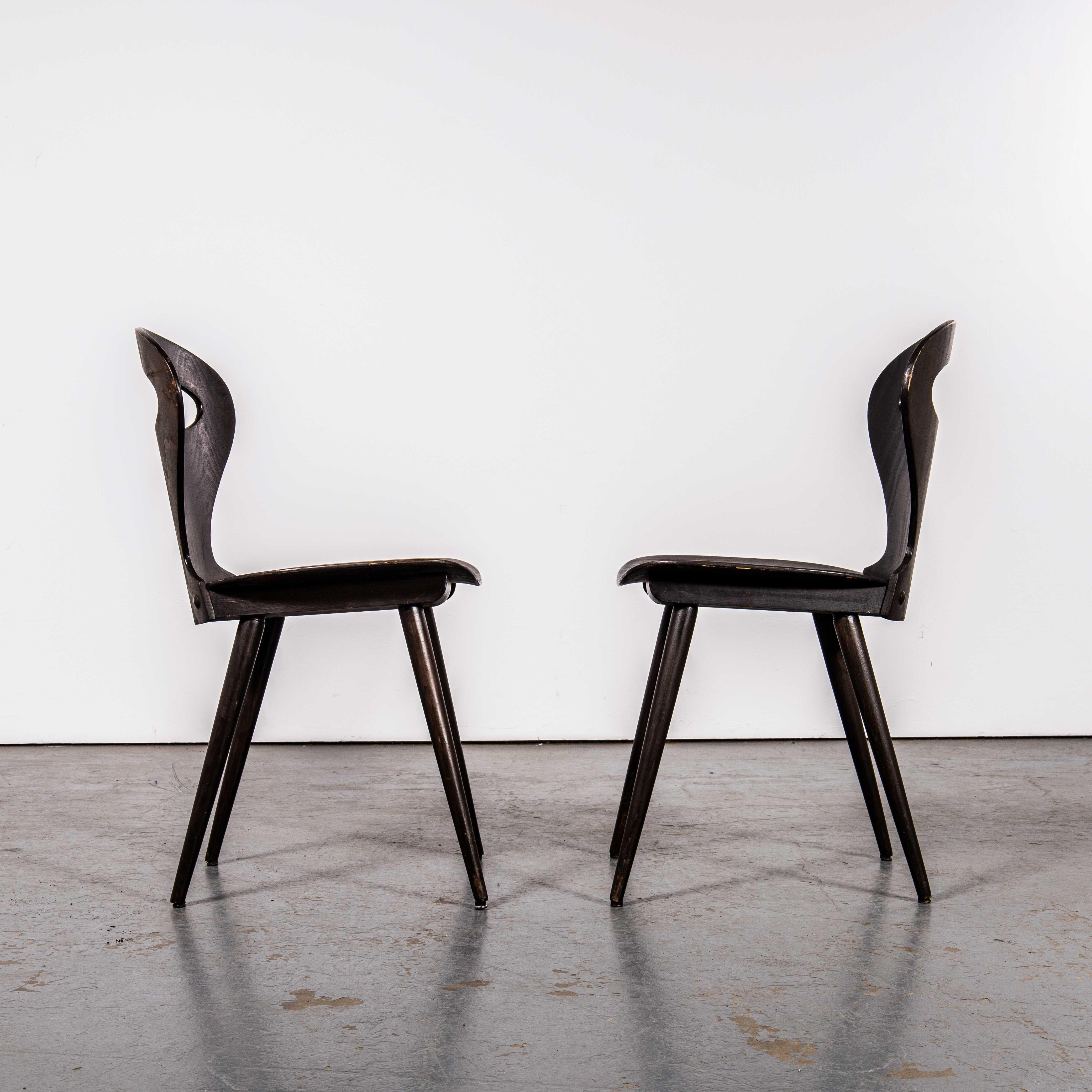 Bentwood 1950's French Baumann Dark Walnut Fourmi Dining Chair - Pair