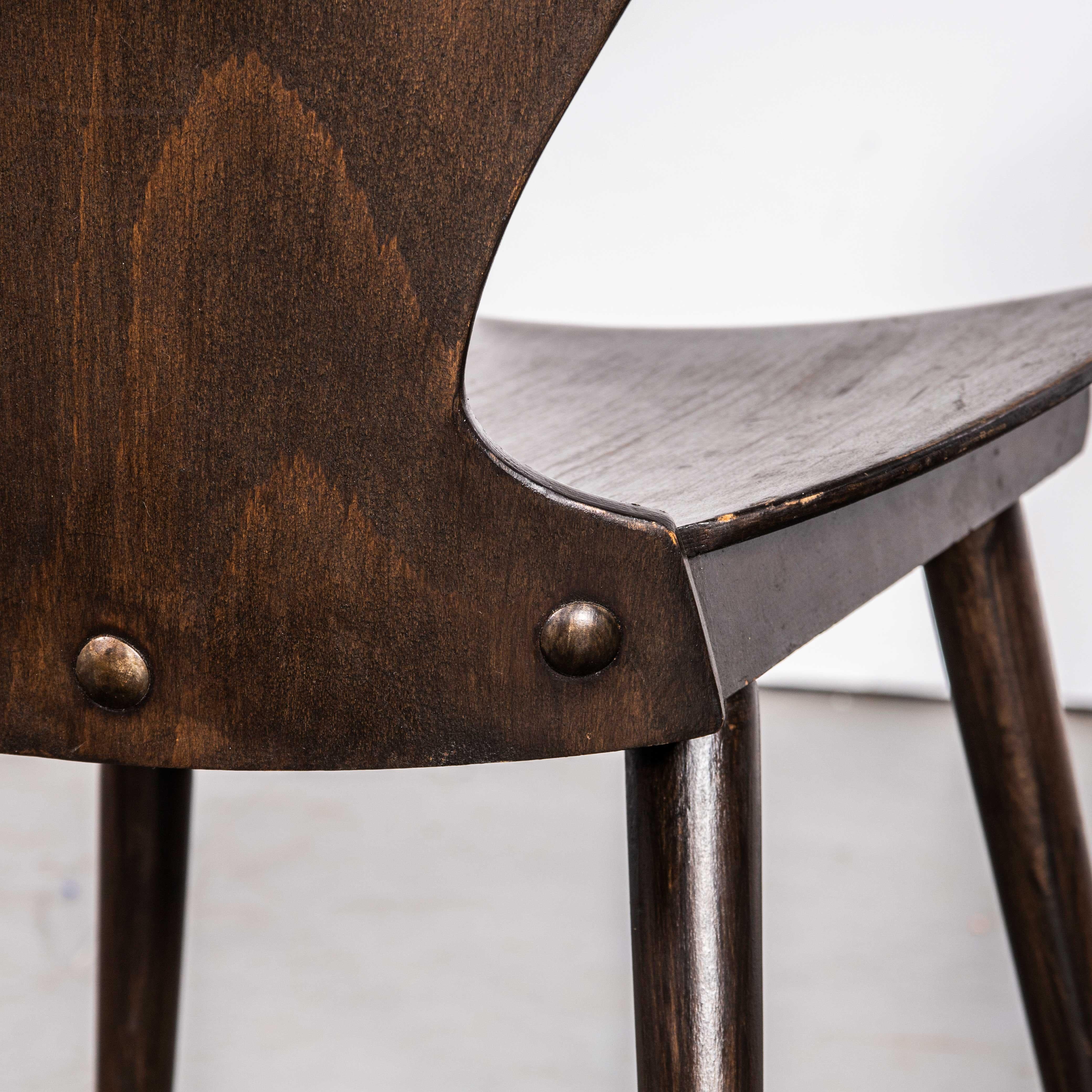 1950's French Baumann Dark Walnut Fourmi Dining Chair - Pair 2