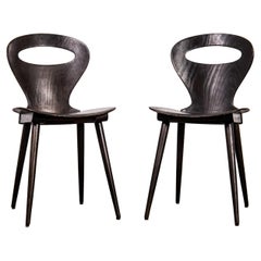 1950's French Baumann Dark Walnut Fourmi Dining Chair - Pair