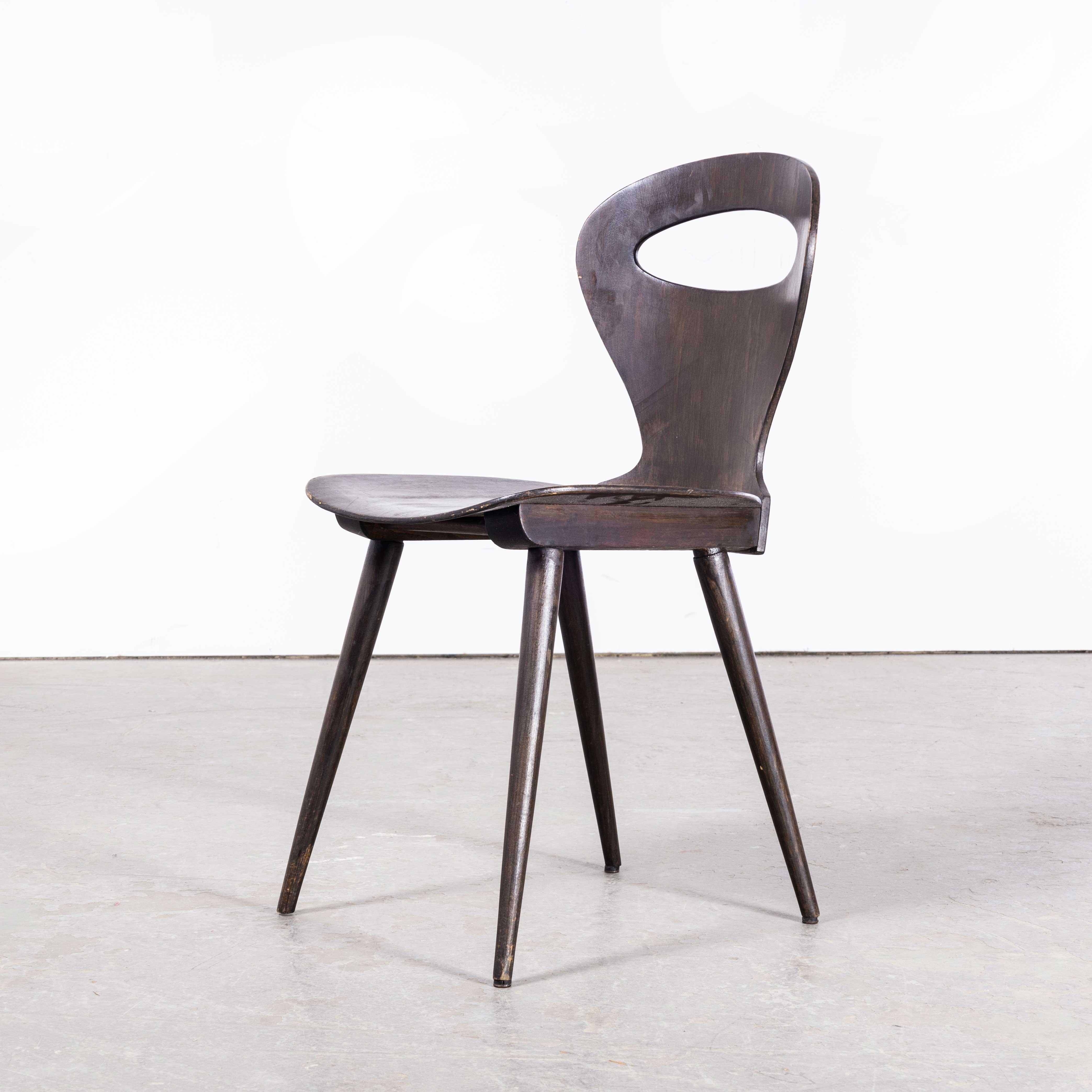 1950's French Baumann Dark Walnut Fourmi Dining Chair - Set Of Eight 1