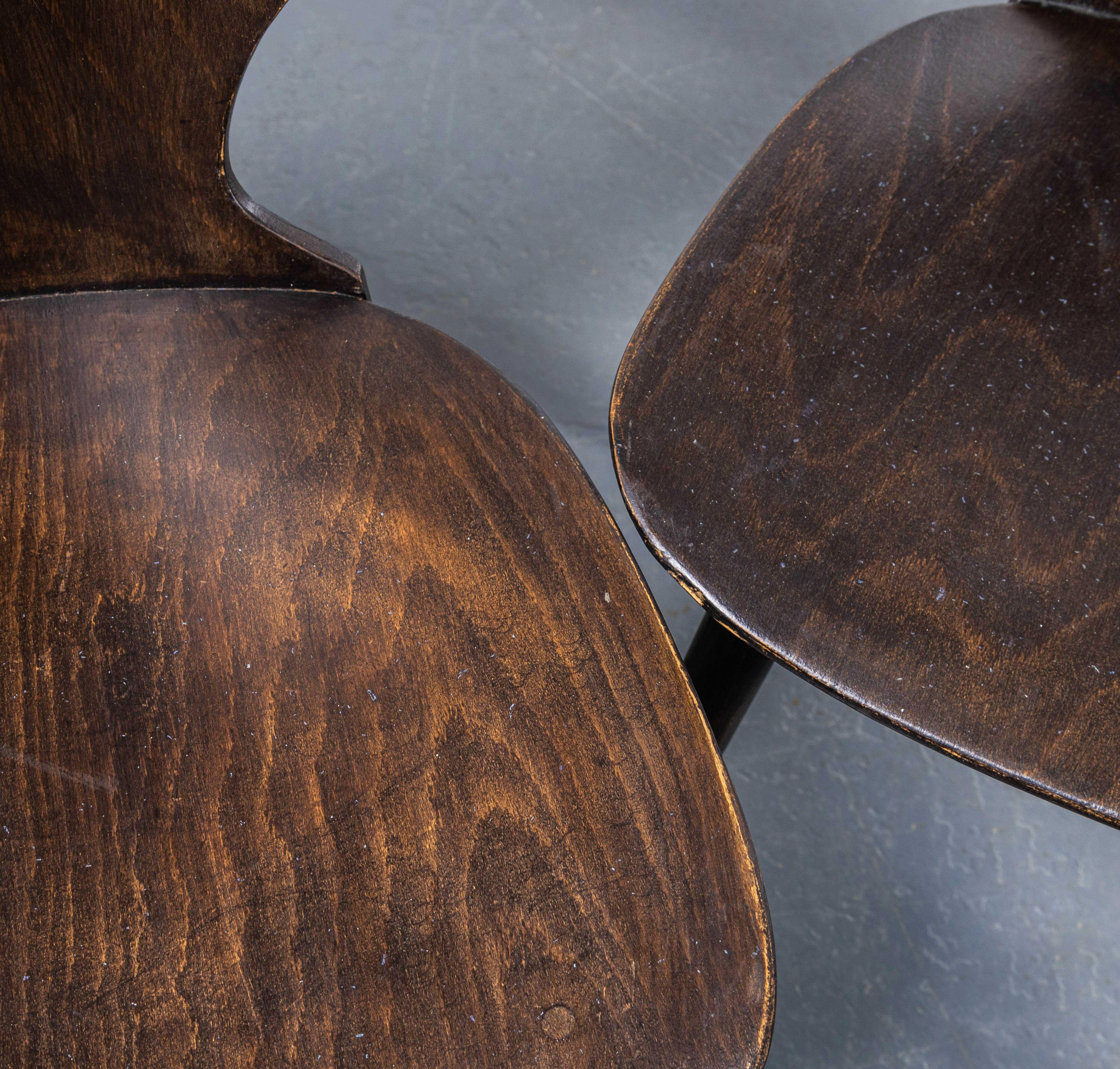 Mid-20th Century 1950's French Baumann Dark Walnut Fourmi Dining Chair - Set Of Four