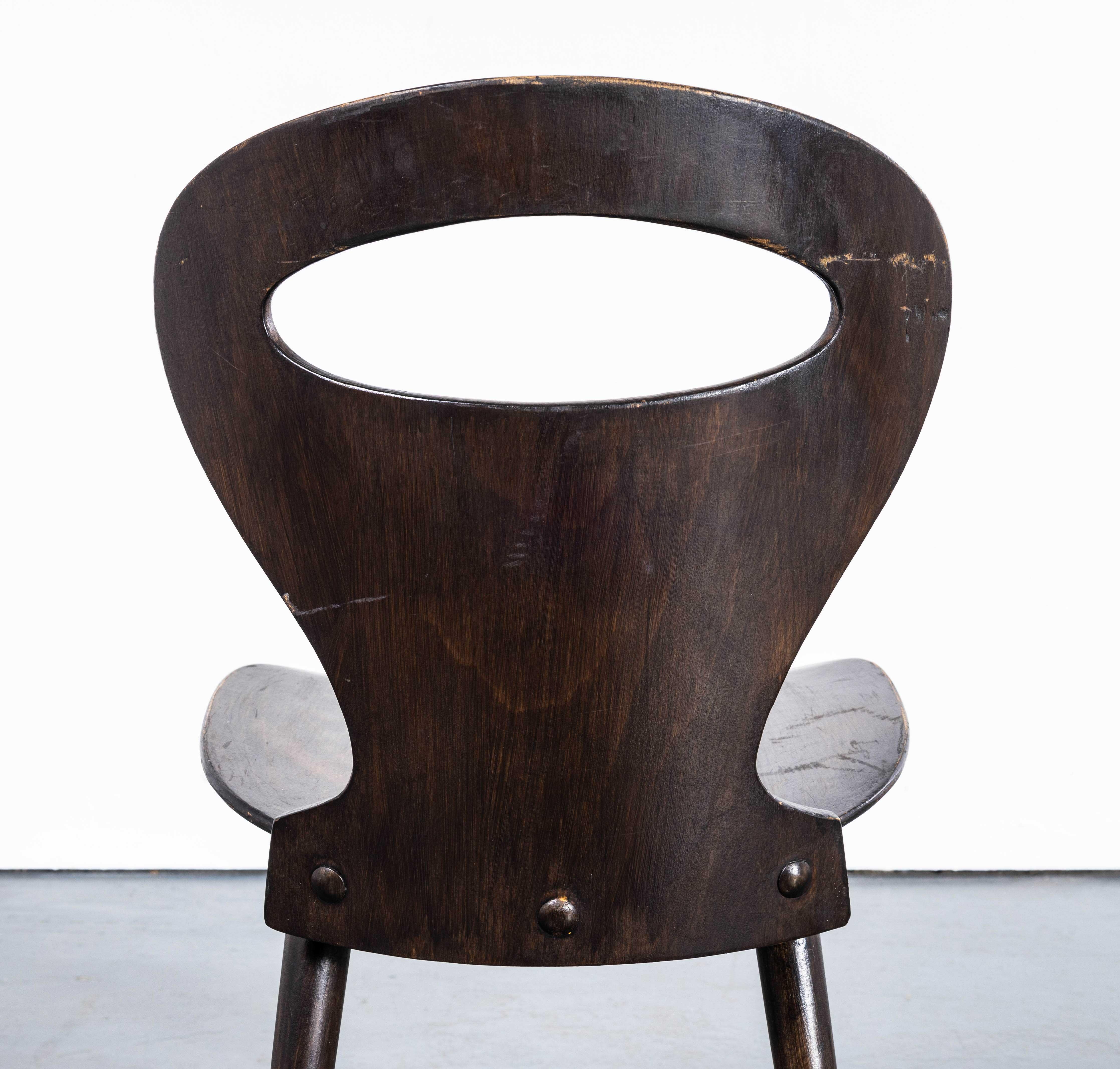 Bentwood 1950's French Baumann Dark Walnut Fourmi Dining Chair - Set Of Four