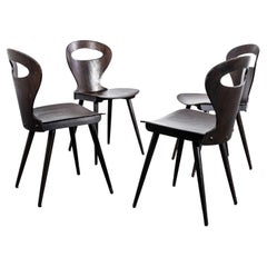 1950's French Baumann Dark Walnut Fourmi Dining Chair - Set Of Four