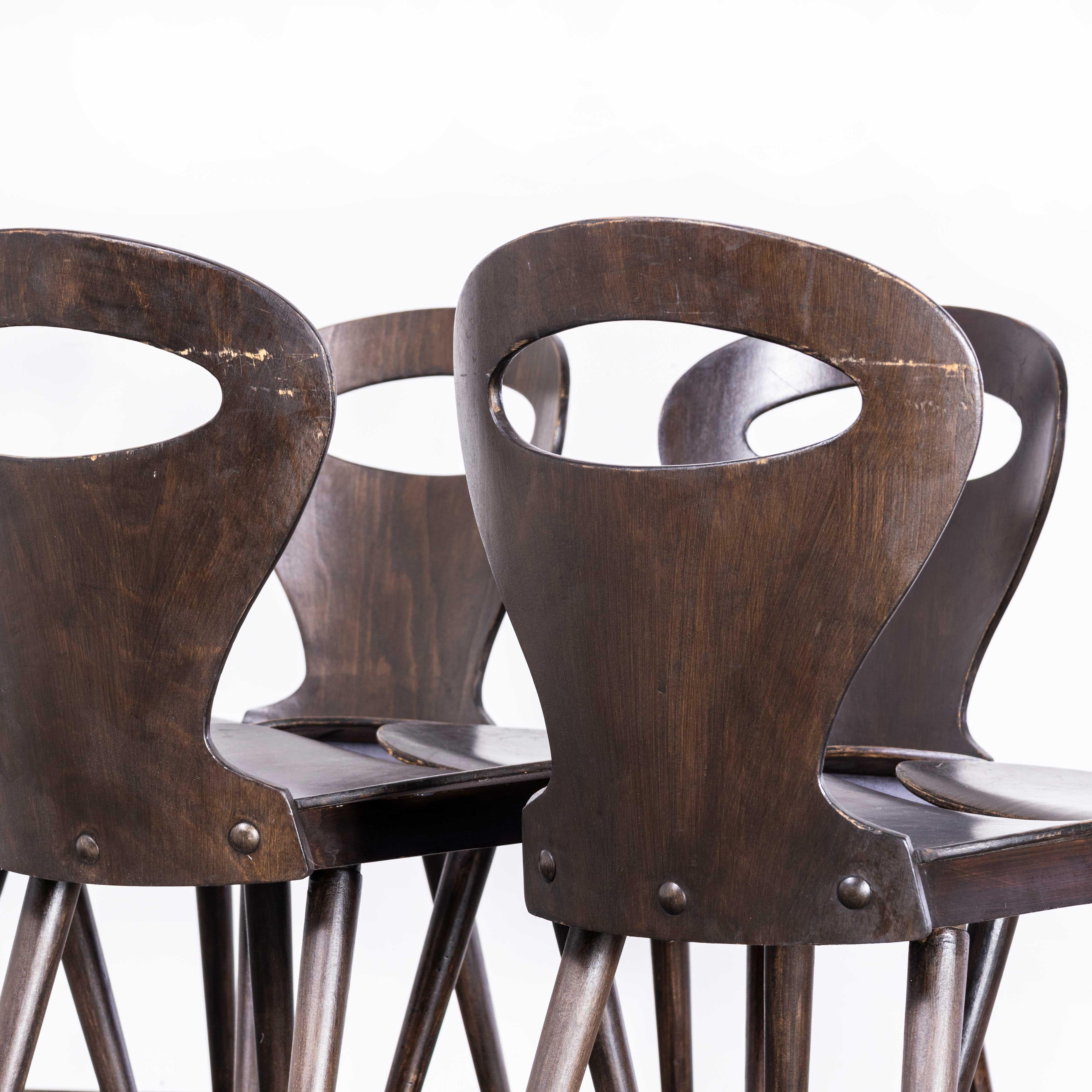 1950's French Baumann Dark Walnut Fourmi Dining Chair - Set Of Six For Sale 5