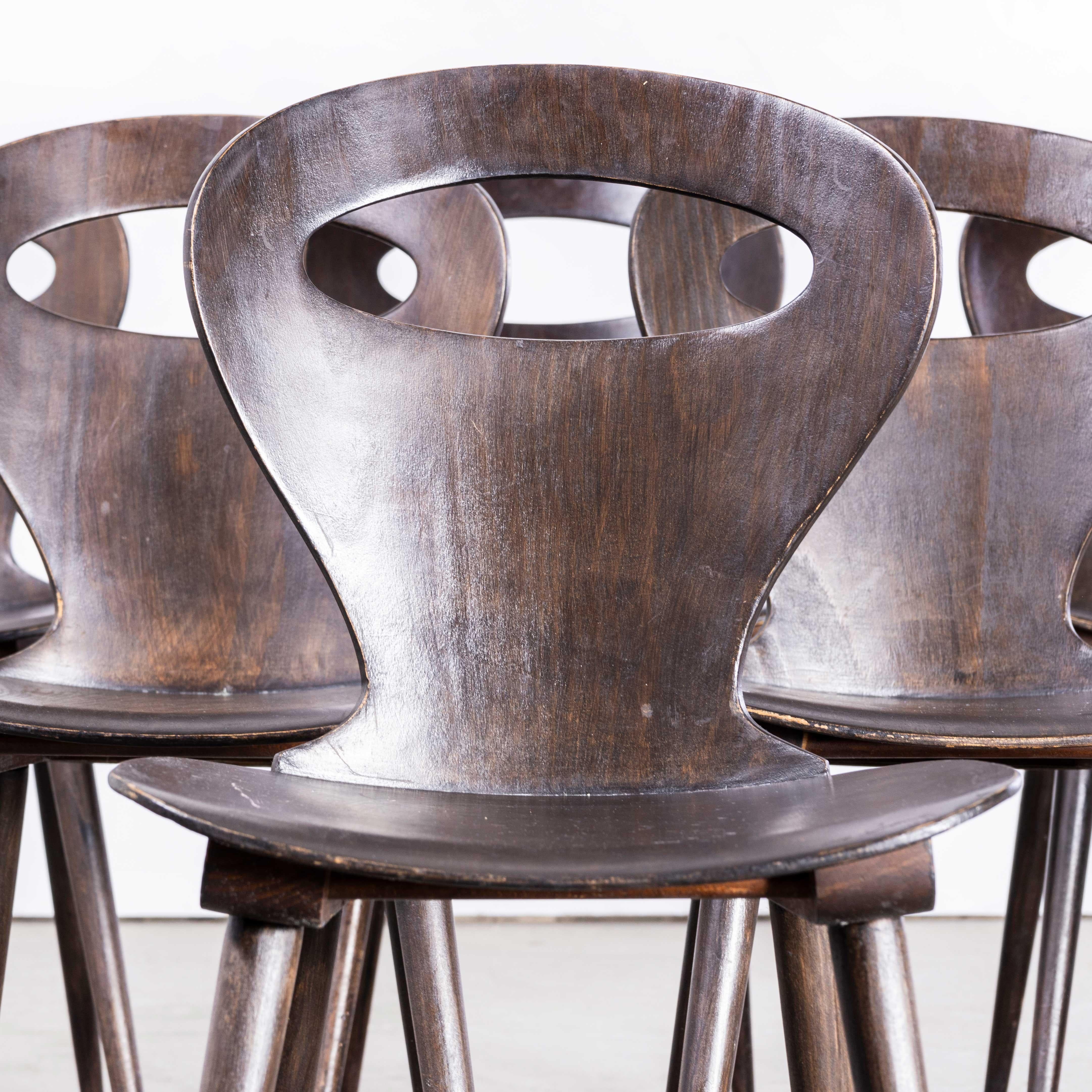1950's French Baumann Dark Walnut Fourmi Dining Chair - Set Of Six For Sale 8