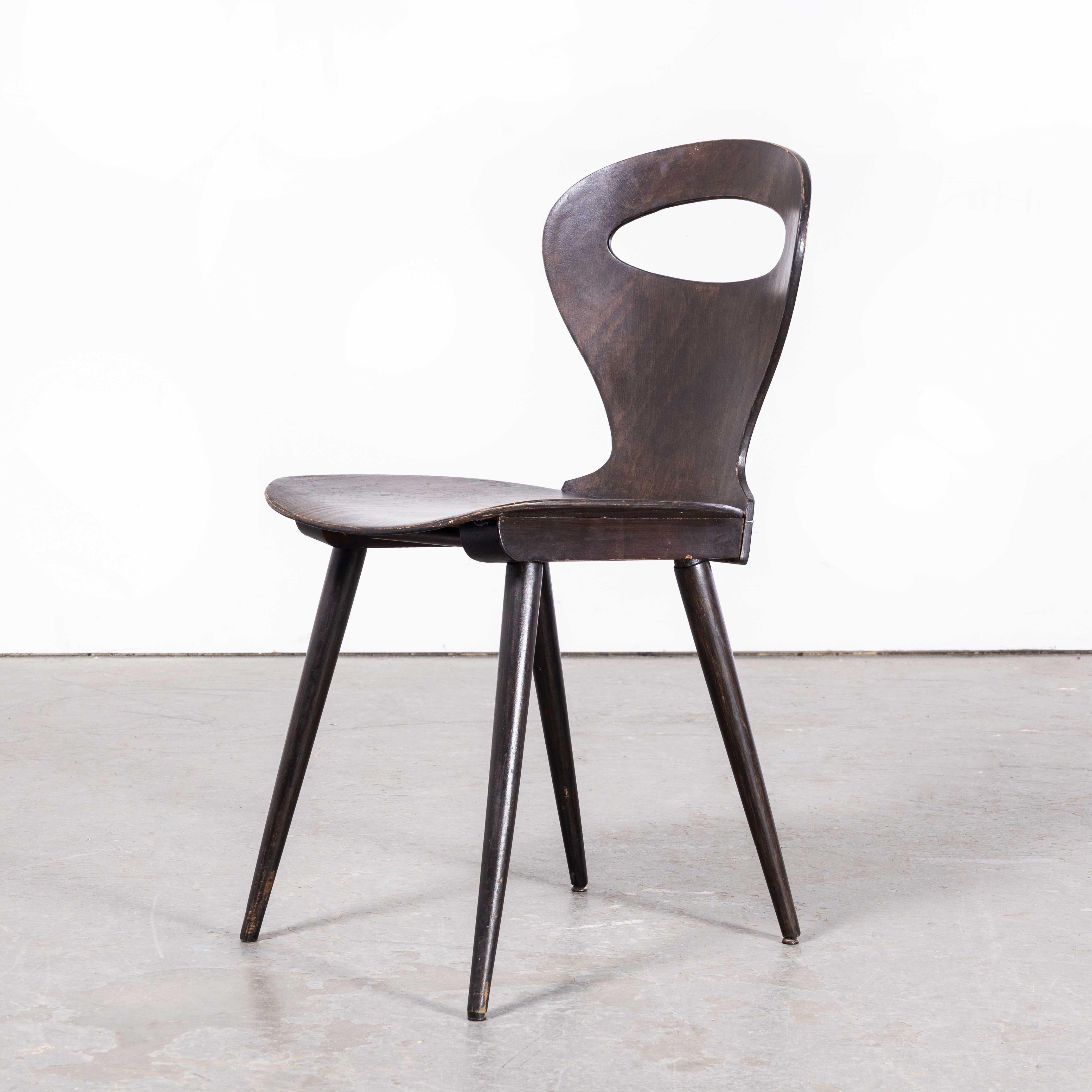 1950's French Baumann Dark Walnut Fourmi Dining Chair - Set Of Six For Sale 1