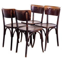 1950s French Baumann Faded Mahogany Bentwood Dining Chairs, Set of Four