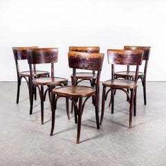 1950s French Baumann Faded Mahogany Bentwood Dining Chairs, Set of Six
