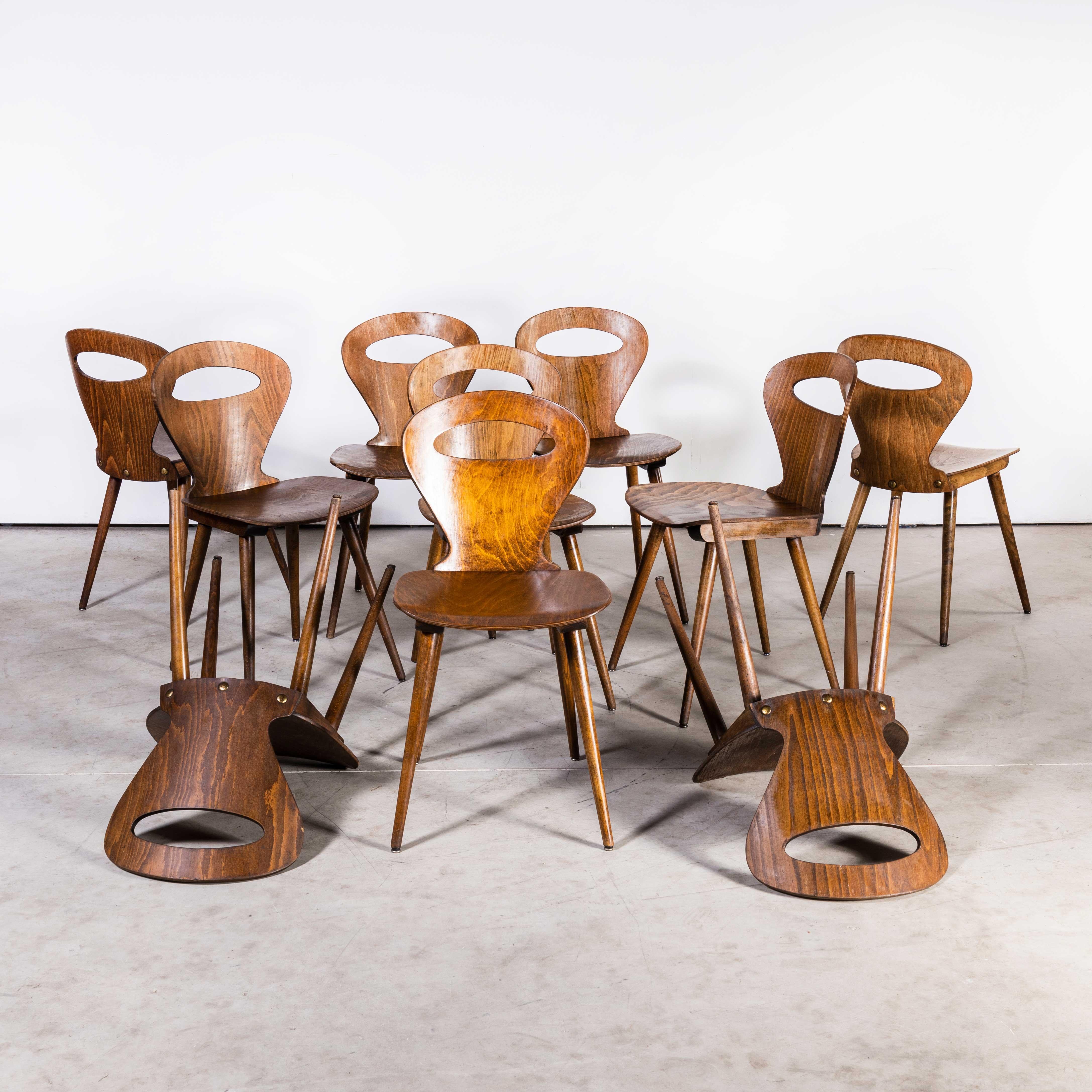 Chaise de salle à manger française Baumann Fourmi des années 1950, lot de dix Bon état à Hook, Hampshire