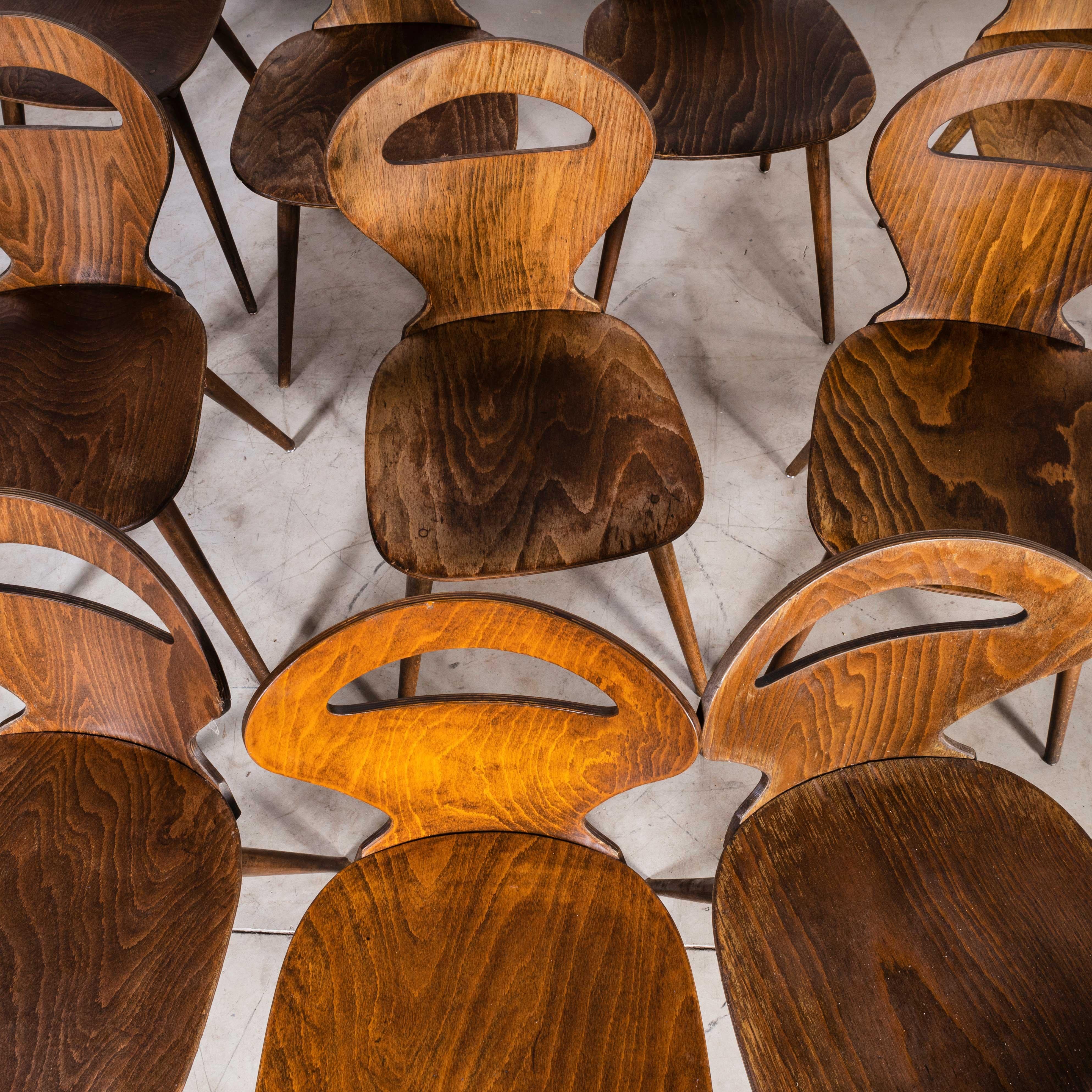 Milieu du XXe siècle Chaise de salle à manger française Baumann Fourmi des années 1950, lot de dix