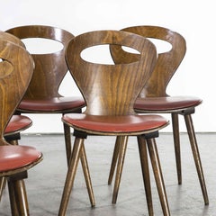 1950's French Baumann Fourmi Dining Chair with Red Upholstered Seat
