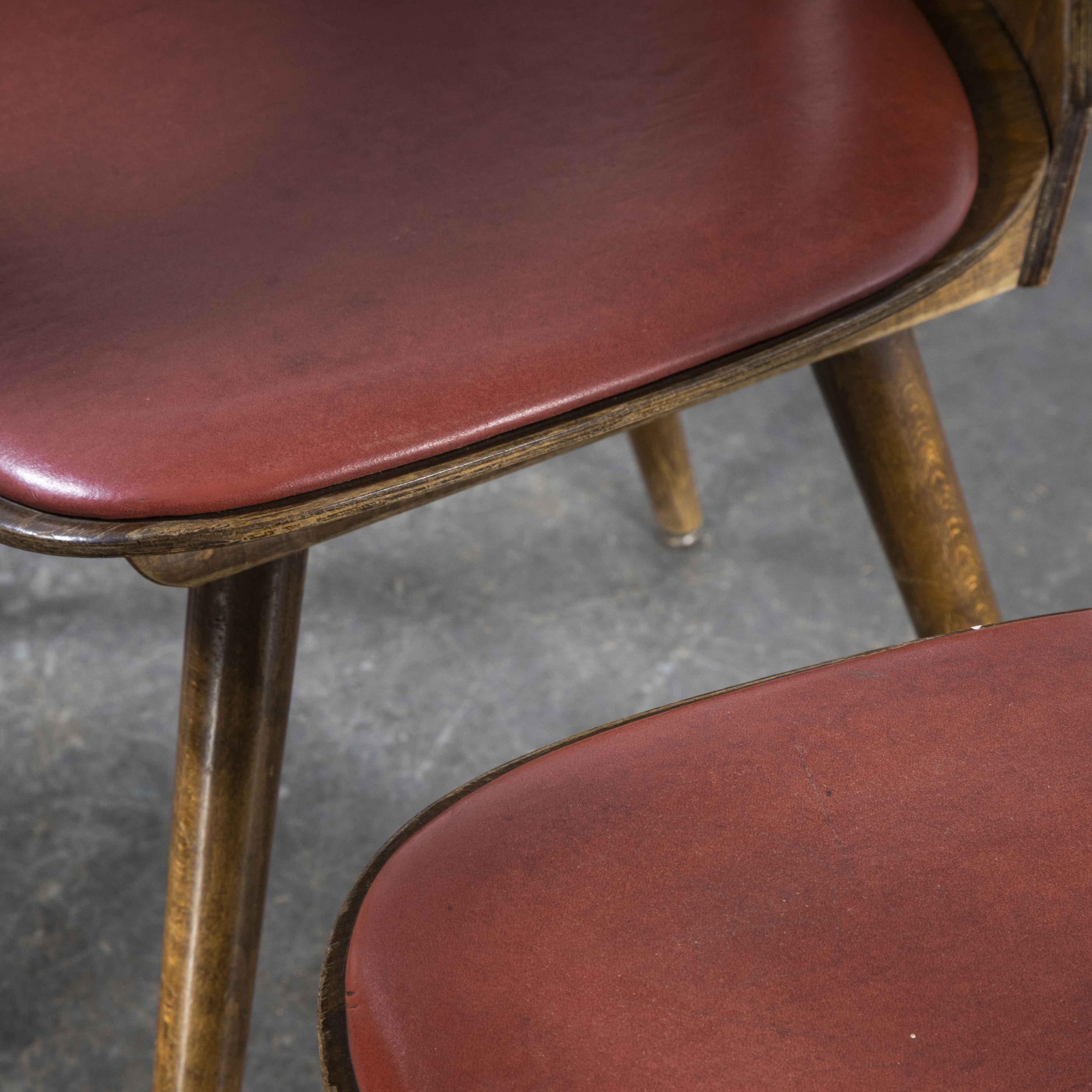 1950's French Baumann Fourmi Dining Chair with Red Upholstered Seat 4