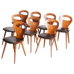 1950s French Baumann Fourmi Dining Chair with Upholstered Seat, Set of Eight