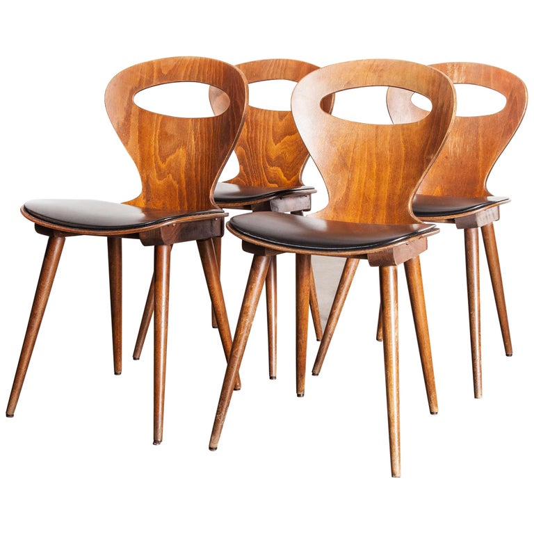 chaise de salle à manger Baumann Fourmi des années 1950 avec assise  tapissée:: lot de quatre sur 1stDibs | chaise fourmi baumann