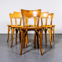 1950's French Baumann Honey Beech Bentwood Dining Chairs - Set Of Six