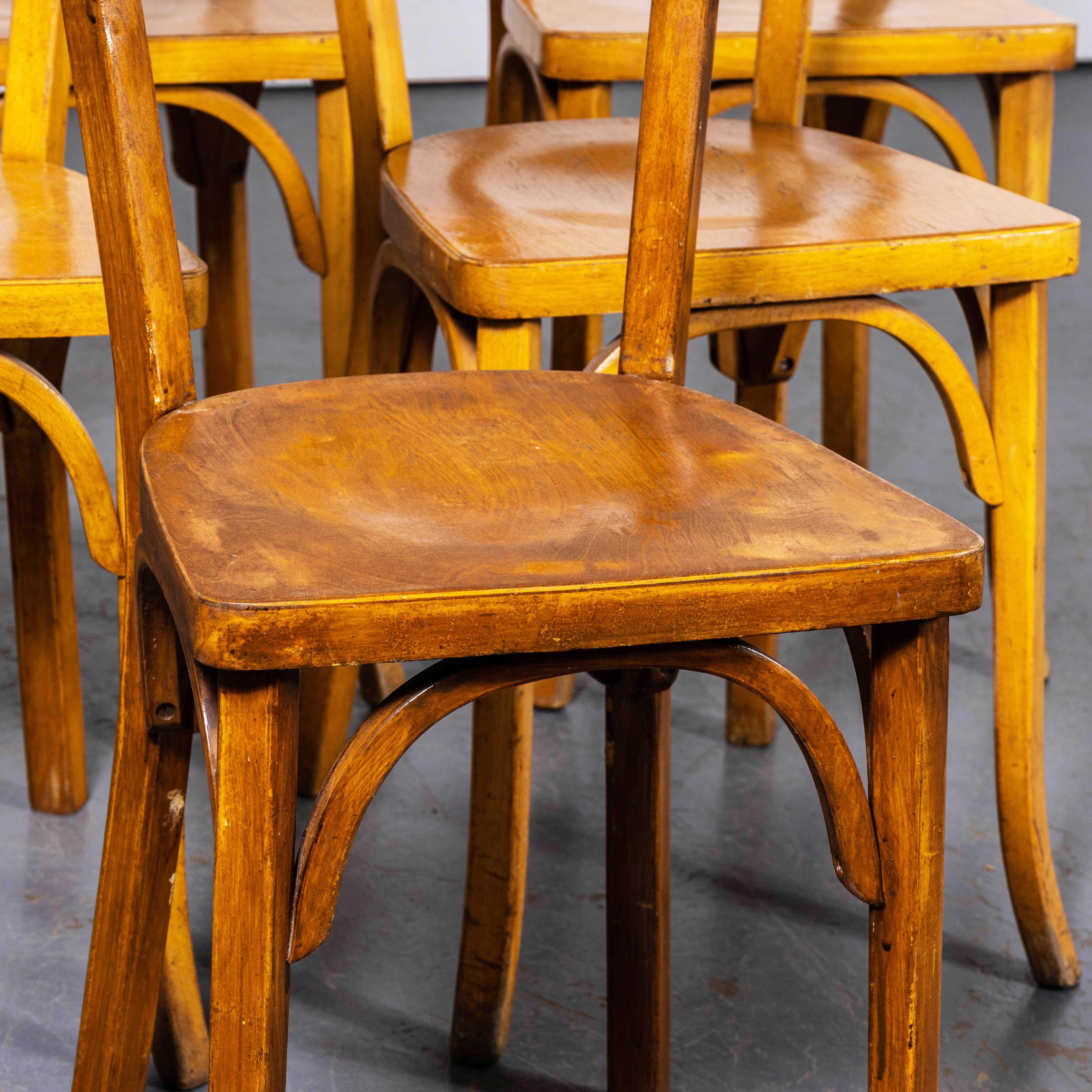 1950's French Baumann Honey Beech Bentwood Dining Chairs - Set Of Six 3