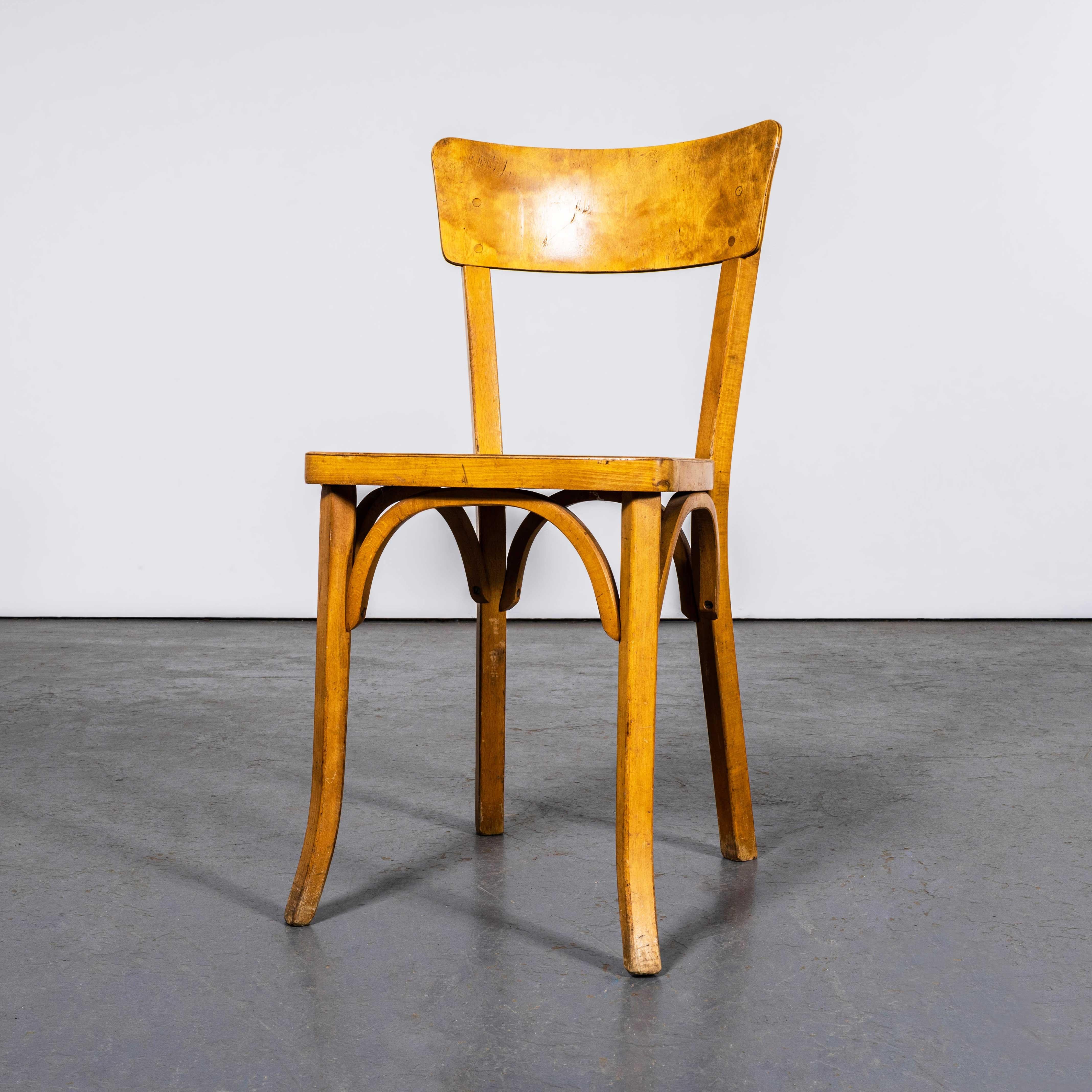 1950's French Baumann Honey Beech Bentwood Dining Chairs - Set Of Six 4