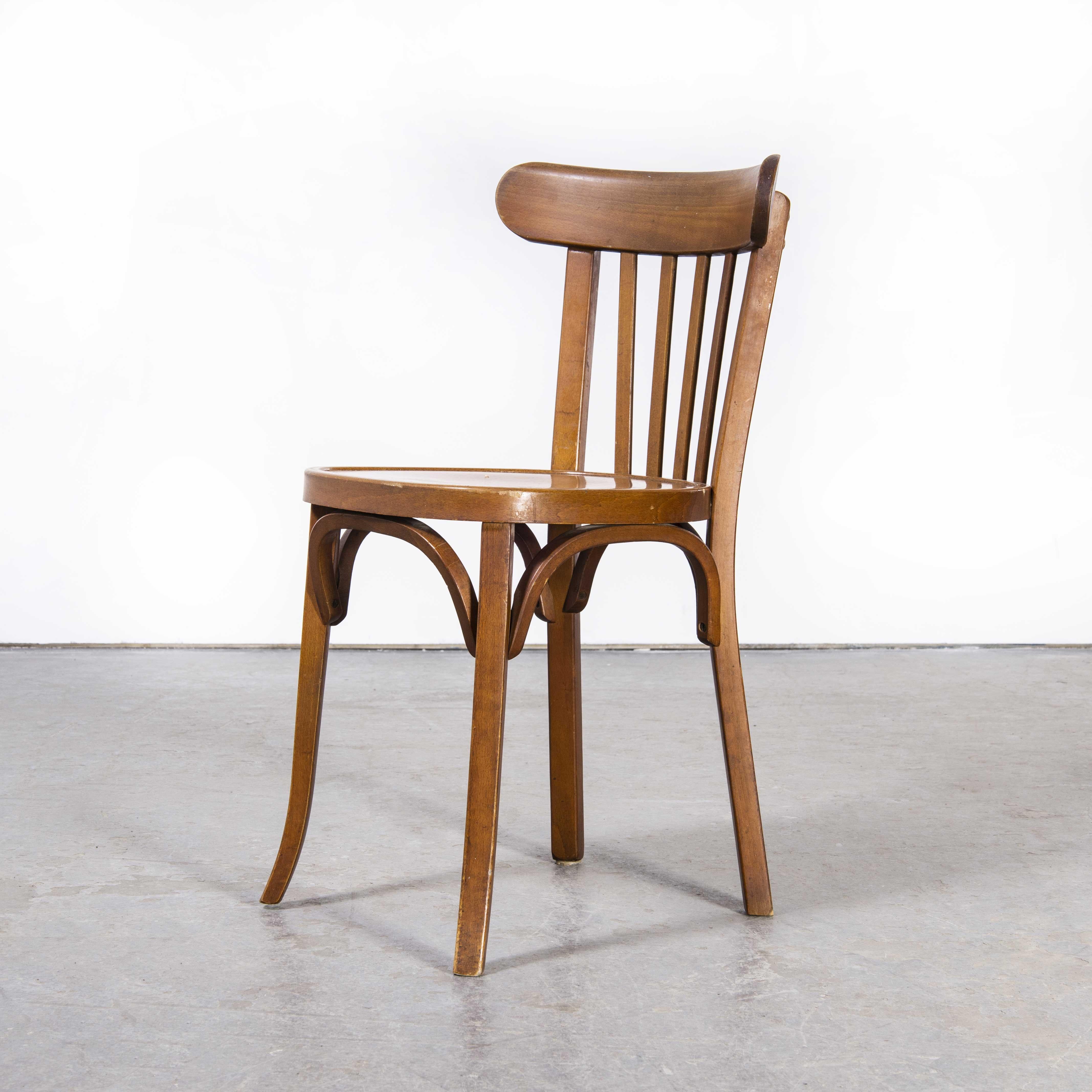 Oak 1950's French Baumann Honey Bentwood Dining Chair, Set of Four