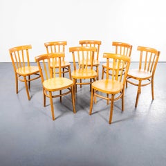 1950's French Baumann Honey Bistro Dining Chair - Set Of Eight