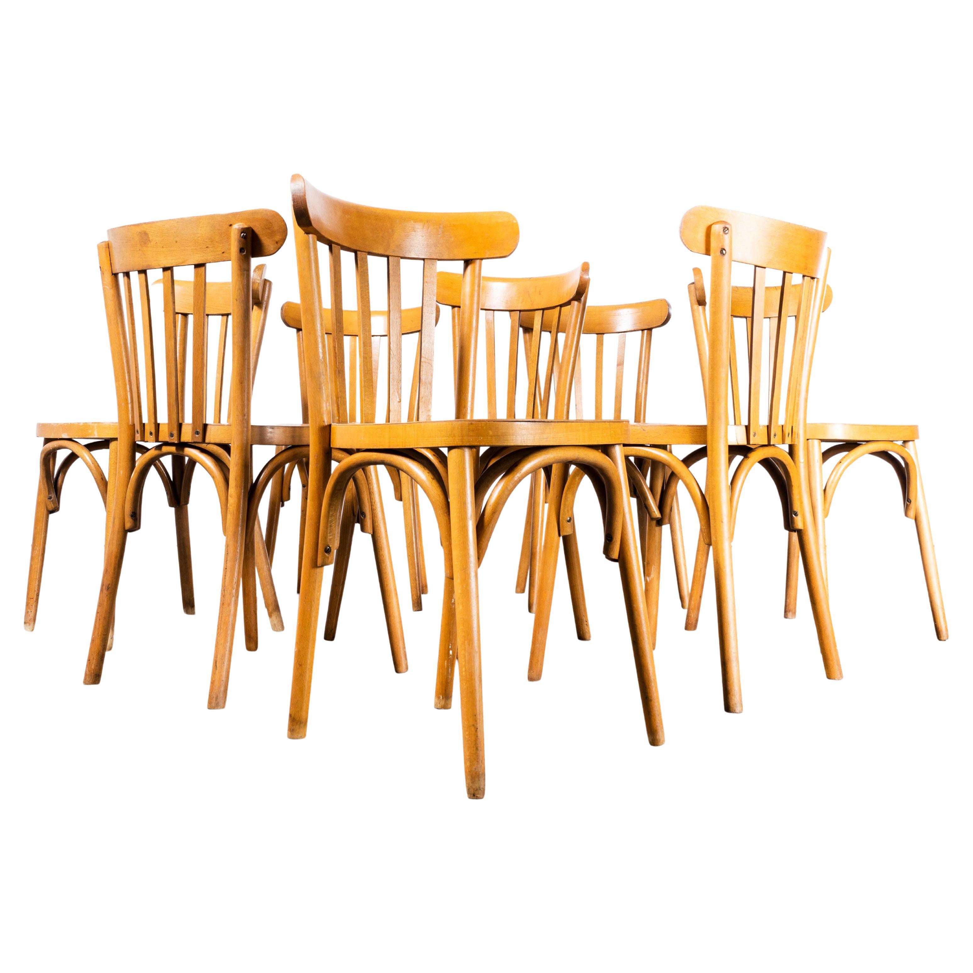 1950s French Baumann Honey Bistro Dining Chair, Set of Eight For Sale