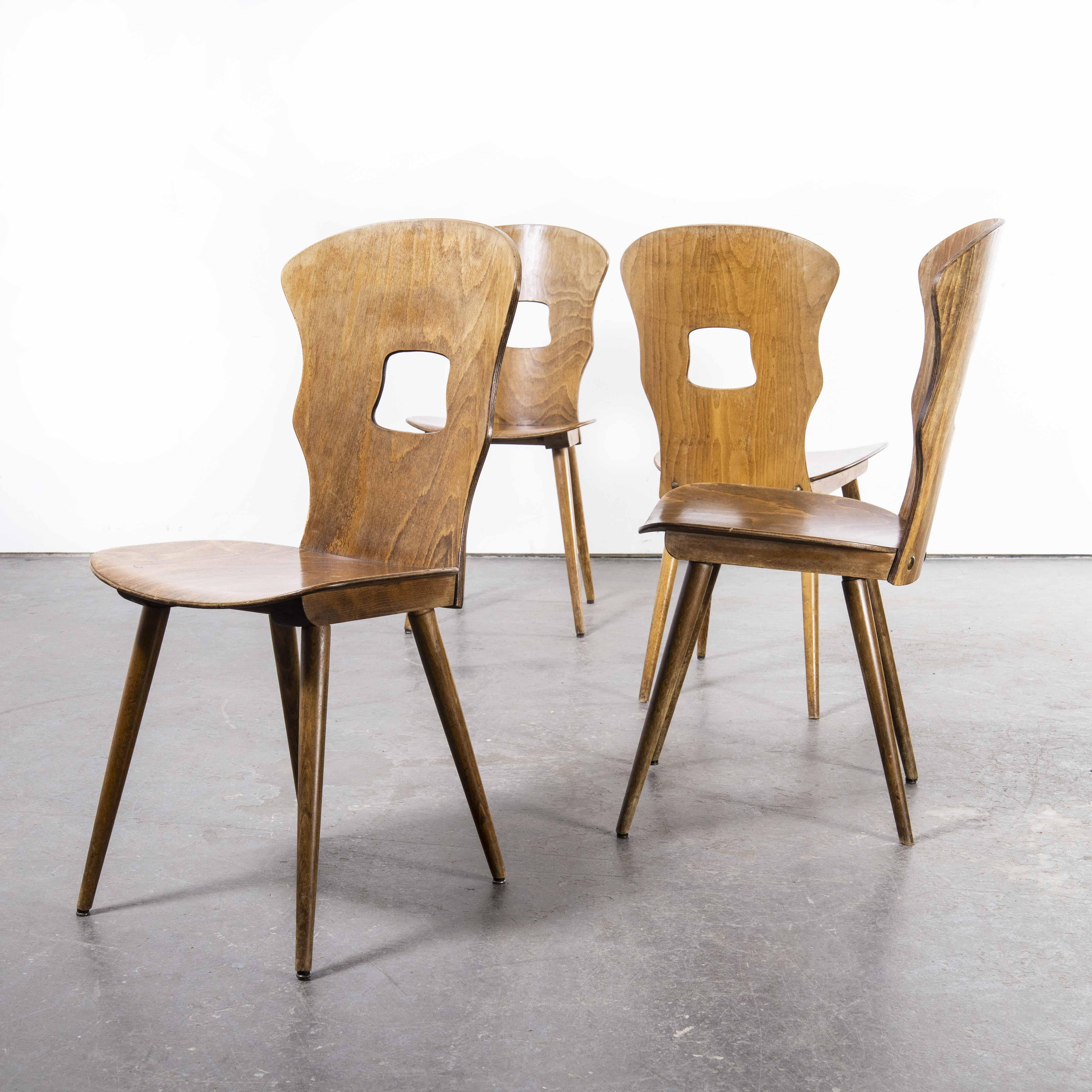 1950's French Baumann Light Oak Gentiane  Dining Chair - Set Of Four For Sale 6
