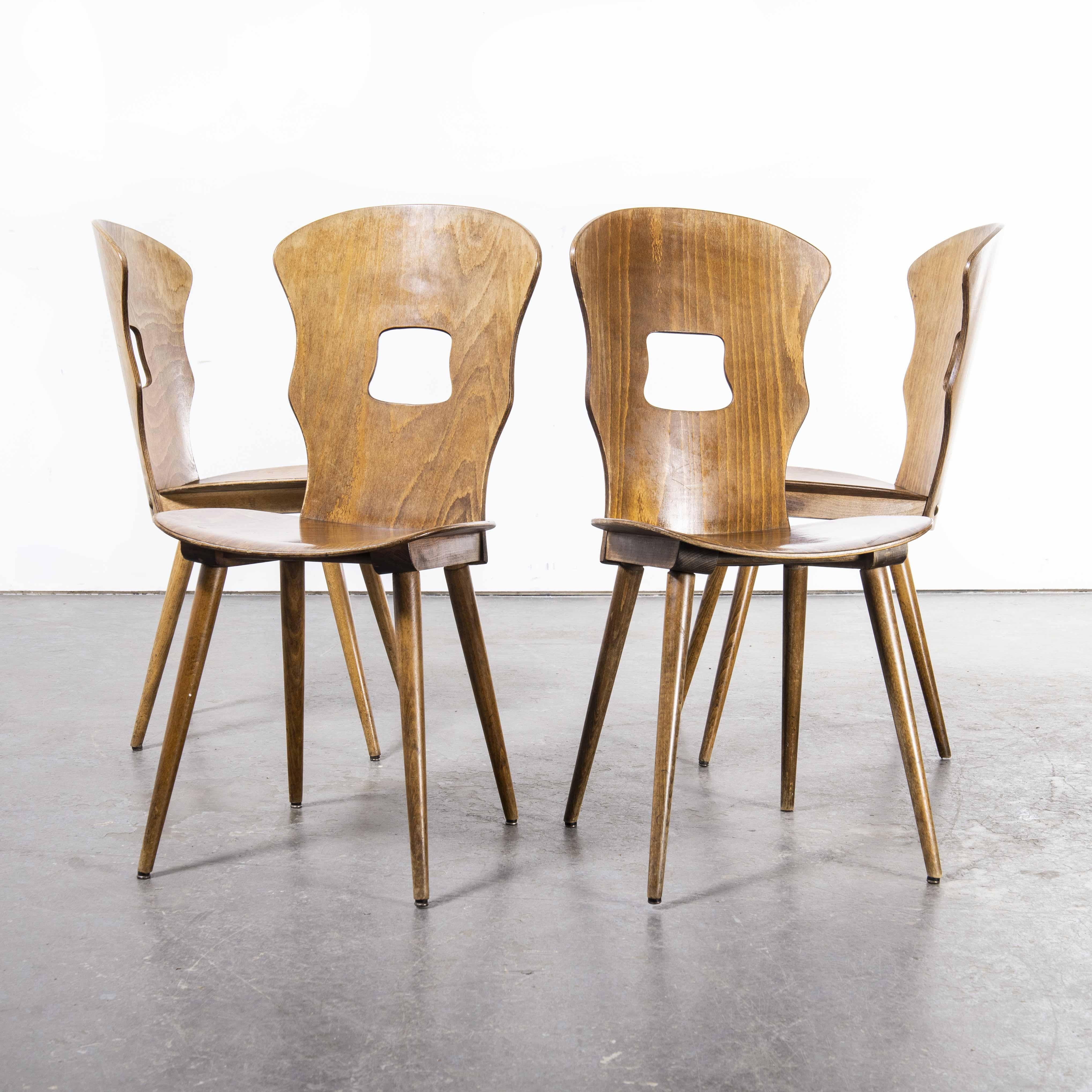 1950's French Baumann Light Oak Gentiane  Dining Chair - Set Of Four In Good Condition In Hook, Hampshire