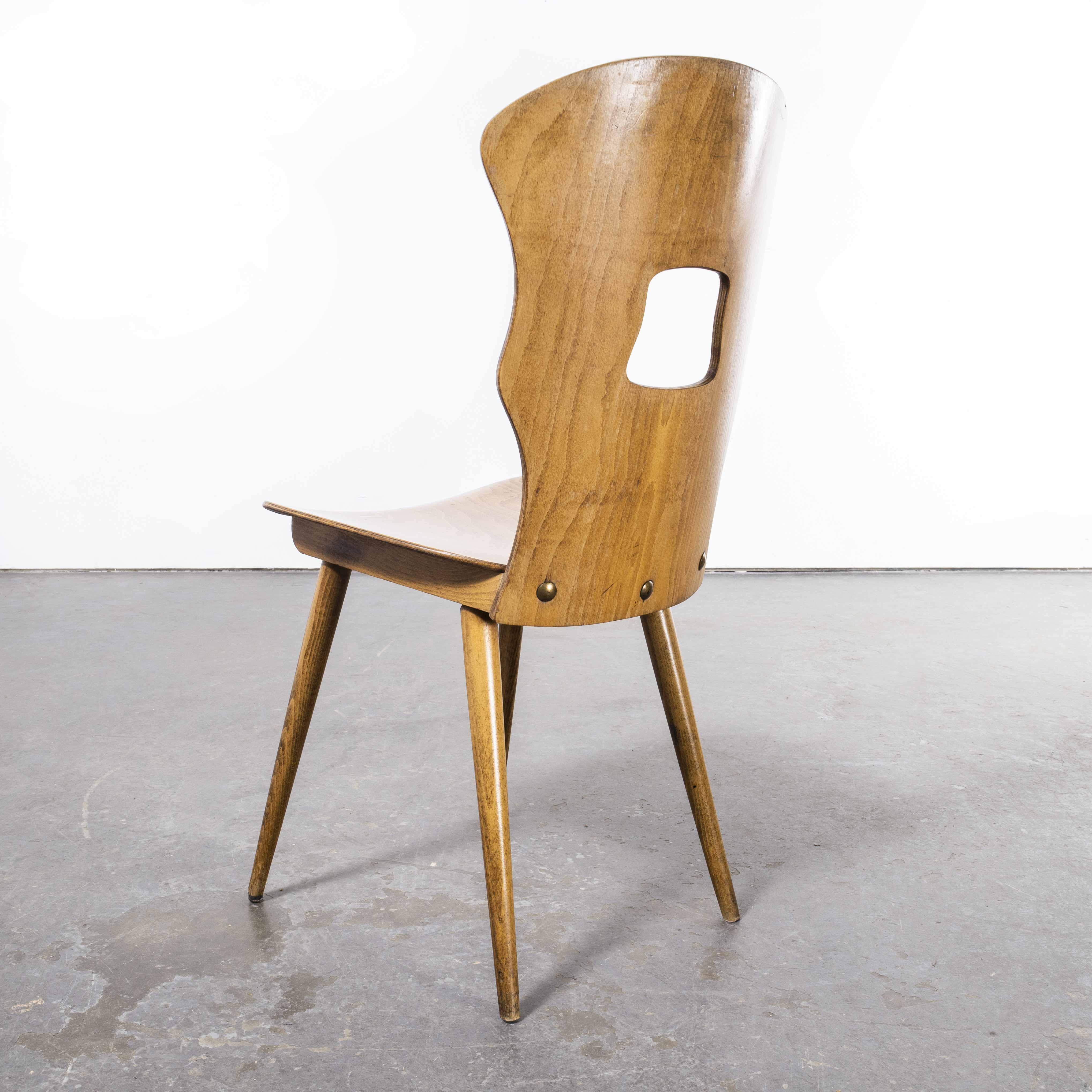 1950's French Baumann Light Oak Gentiane  Dining Chair - Set Of Four For Sale 1