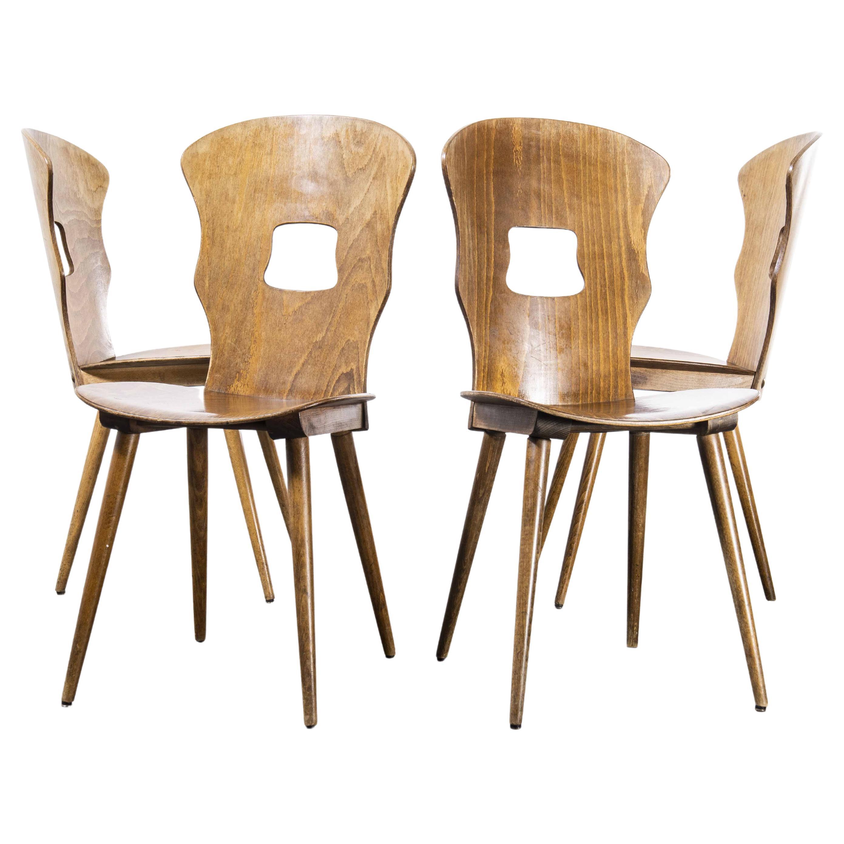 1950's French Baumann Light Oak Gentiane  Dining Chair - Set Of Four For Sale