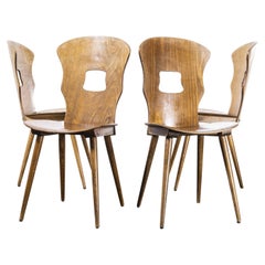Baumann Gentiane français en chêne clair des années 1950 Chaise de salle à manger - Lot de quatre