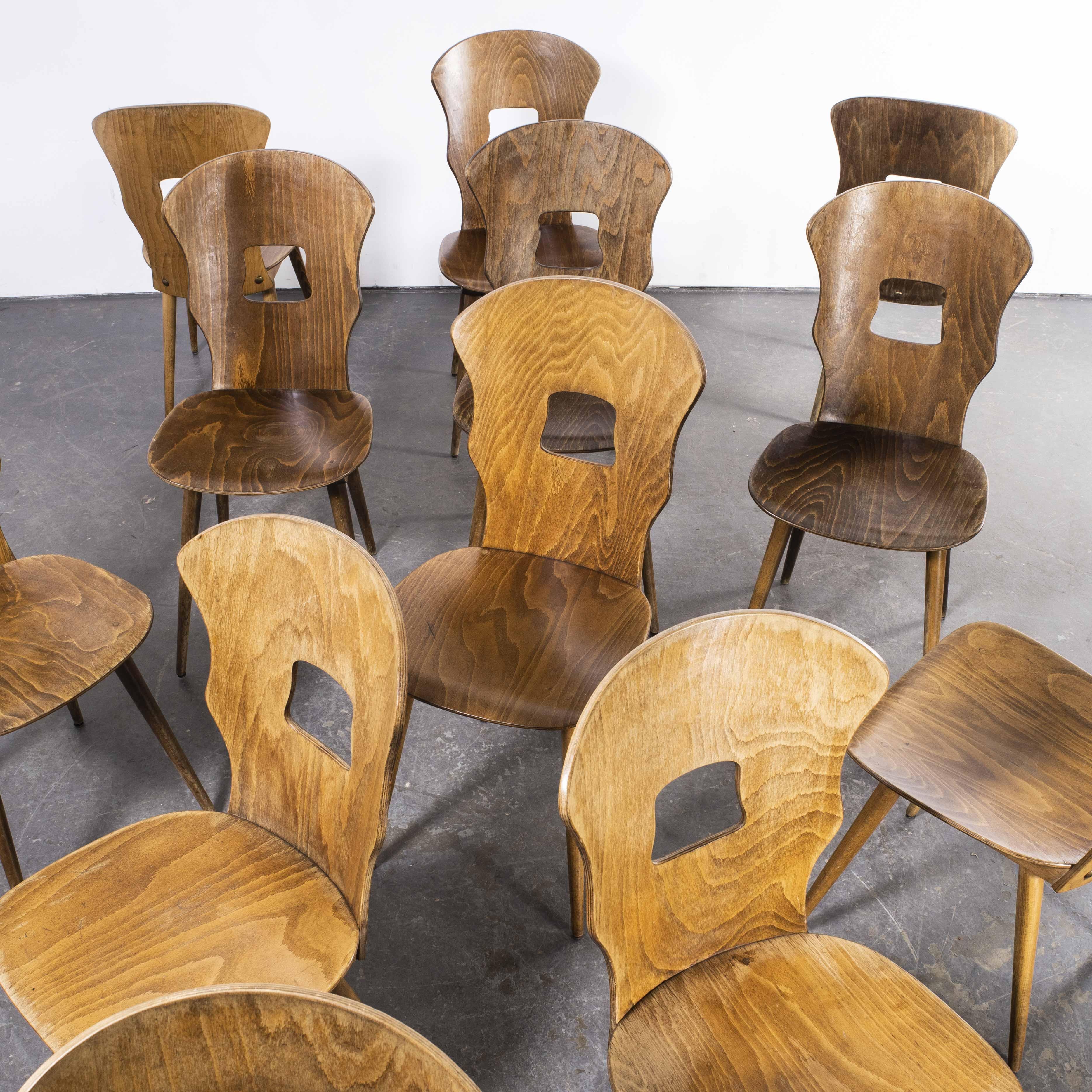 1950's French Baumann Light Oak Gentiane Dining Chair, Set of Twelve For Sale 4