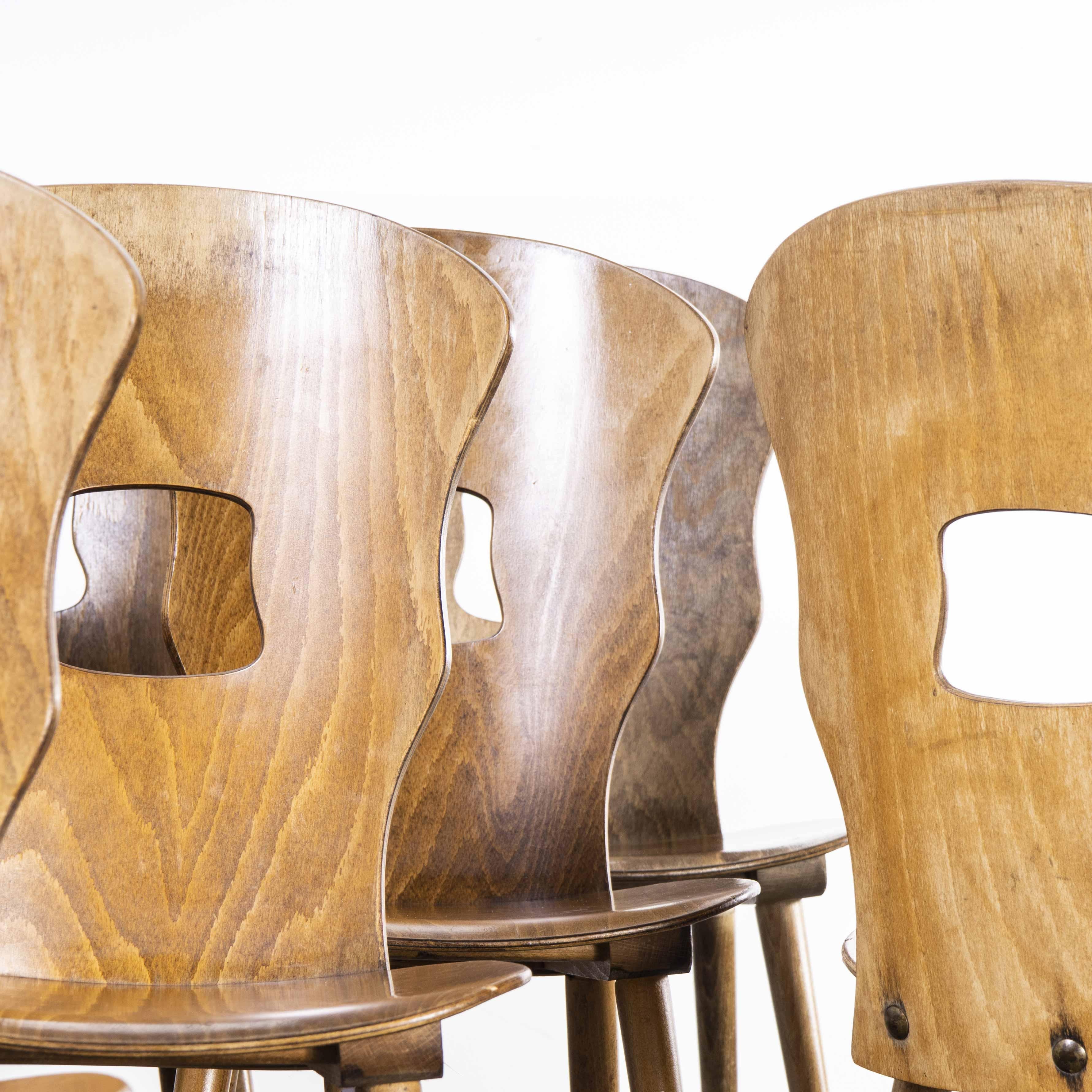 1950's French Baumann Light Oak Gentiane Dining Chair, Set of Twelve For Sale 5