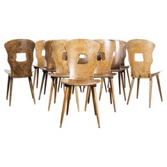 1950's French Baumann Light Oak Gentiane Dining Chair, Set of Twelve