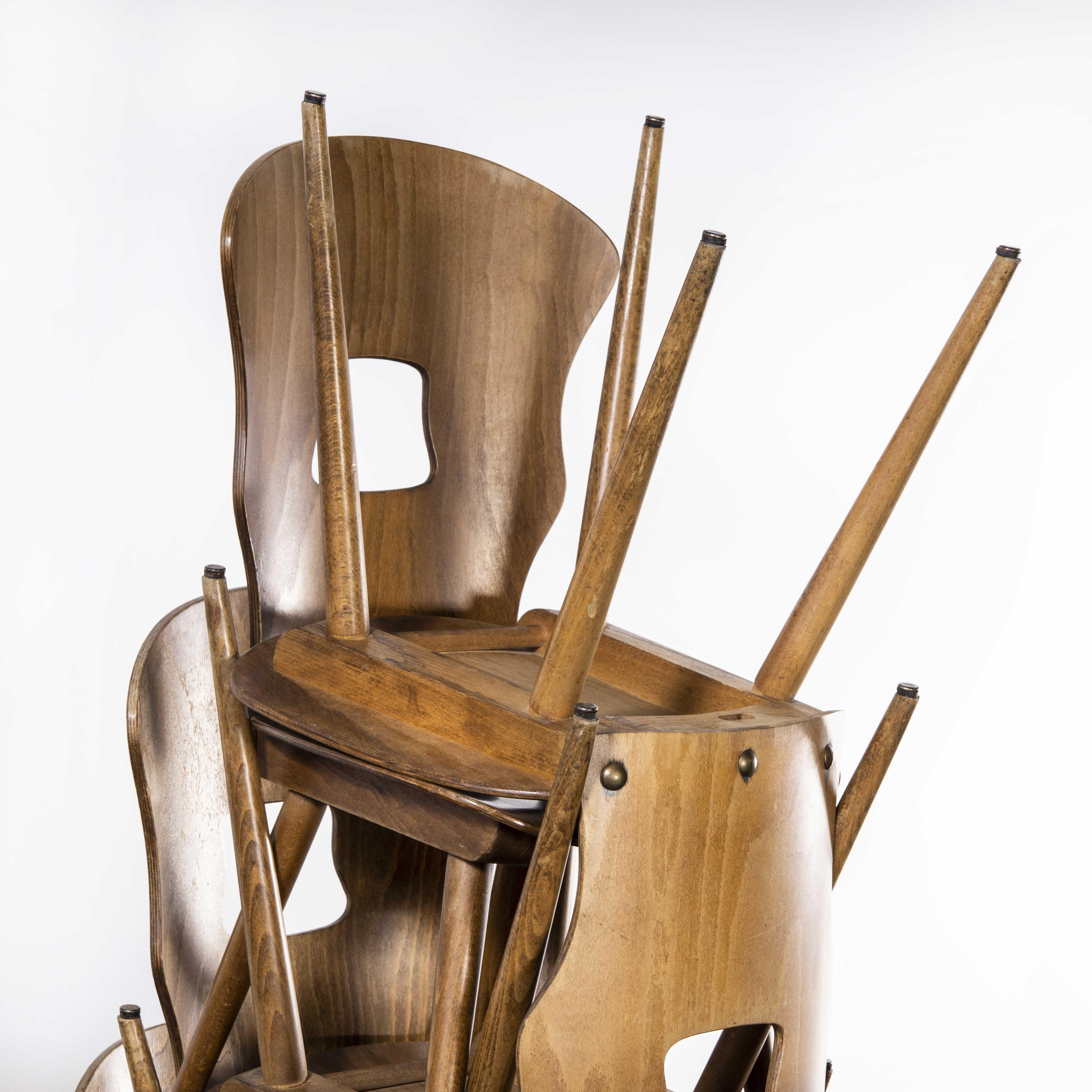 1950's French Baumann Light Oak Gentiane Dining Chair, Set of Twenty Four In Good Condition For Sale In Hook, Hampshire